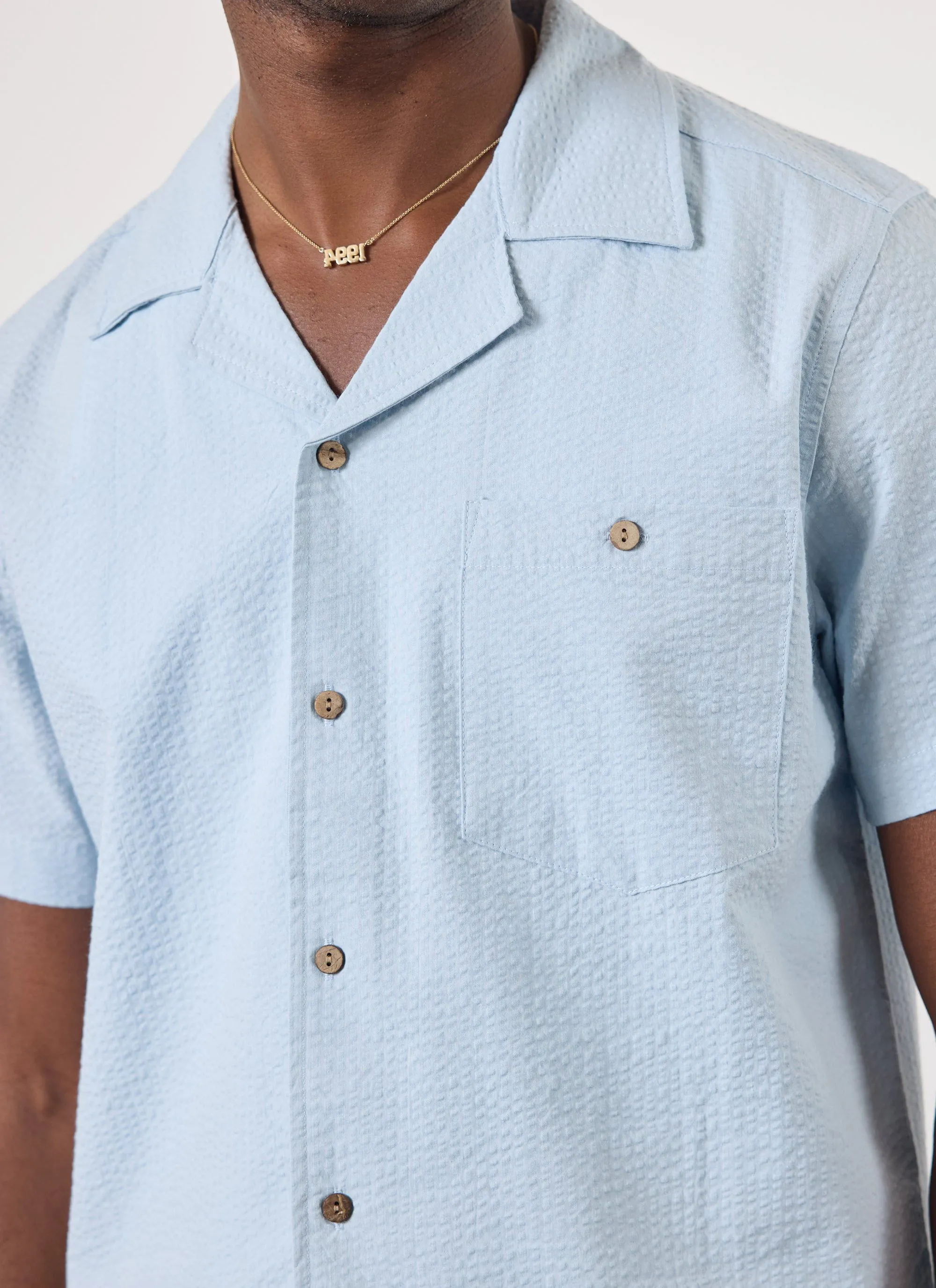 Cuban Shirt | Seersucker | Light Blue sold by Percival product image thumbnail 2