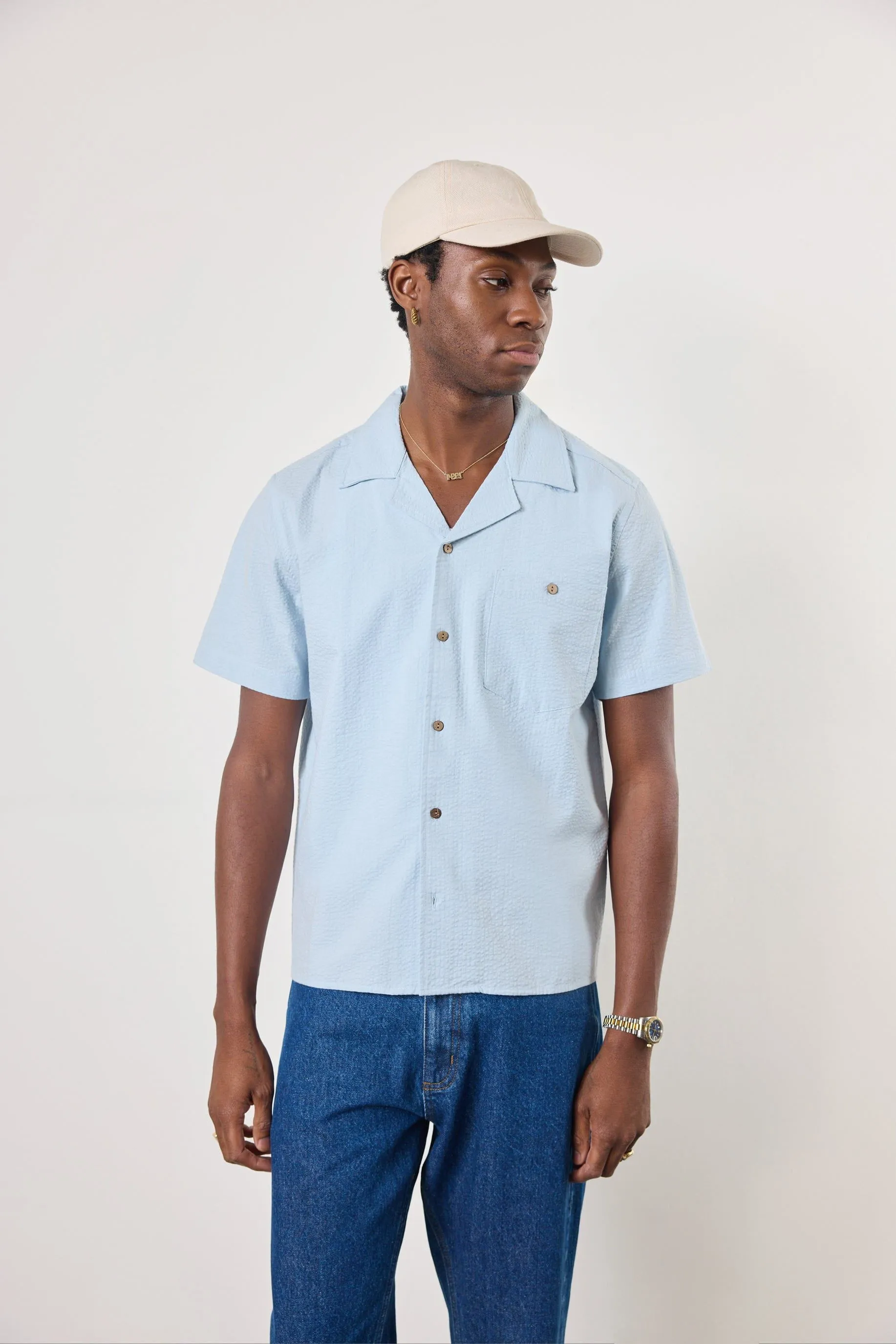 Cuban Shirt | Seersucker | Light Blue sold by Percival product image thumbnail 3
