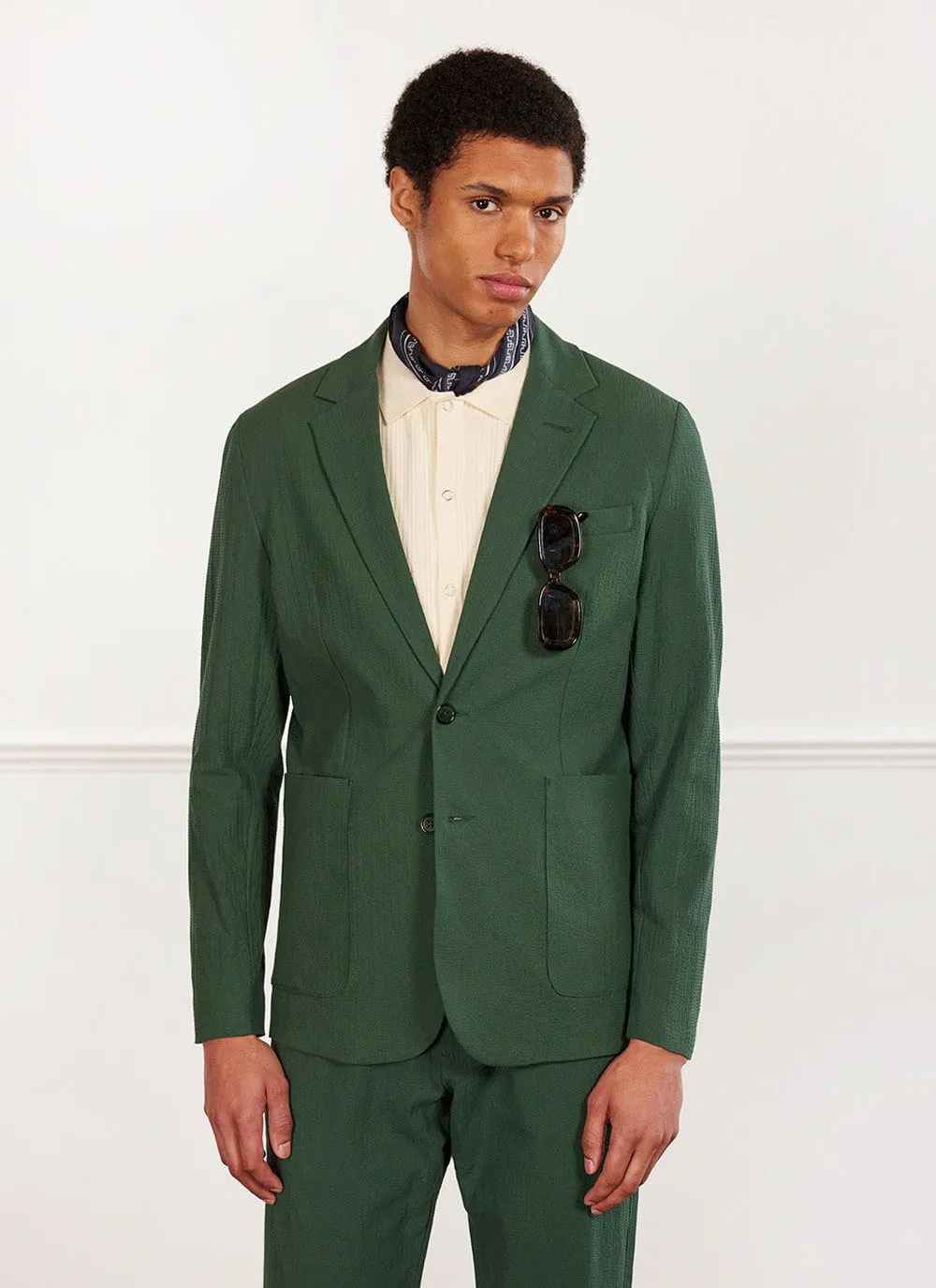 Archive Tailored Seersucker Blazer | Forest sold by Percival product image thumbnail 3