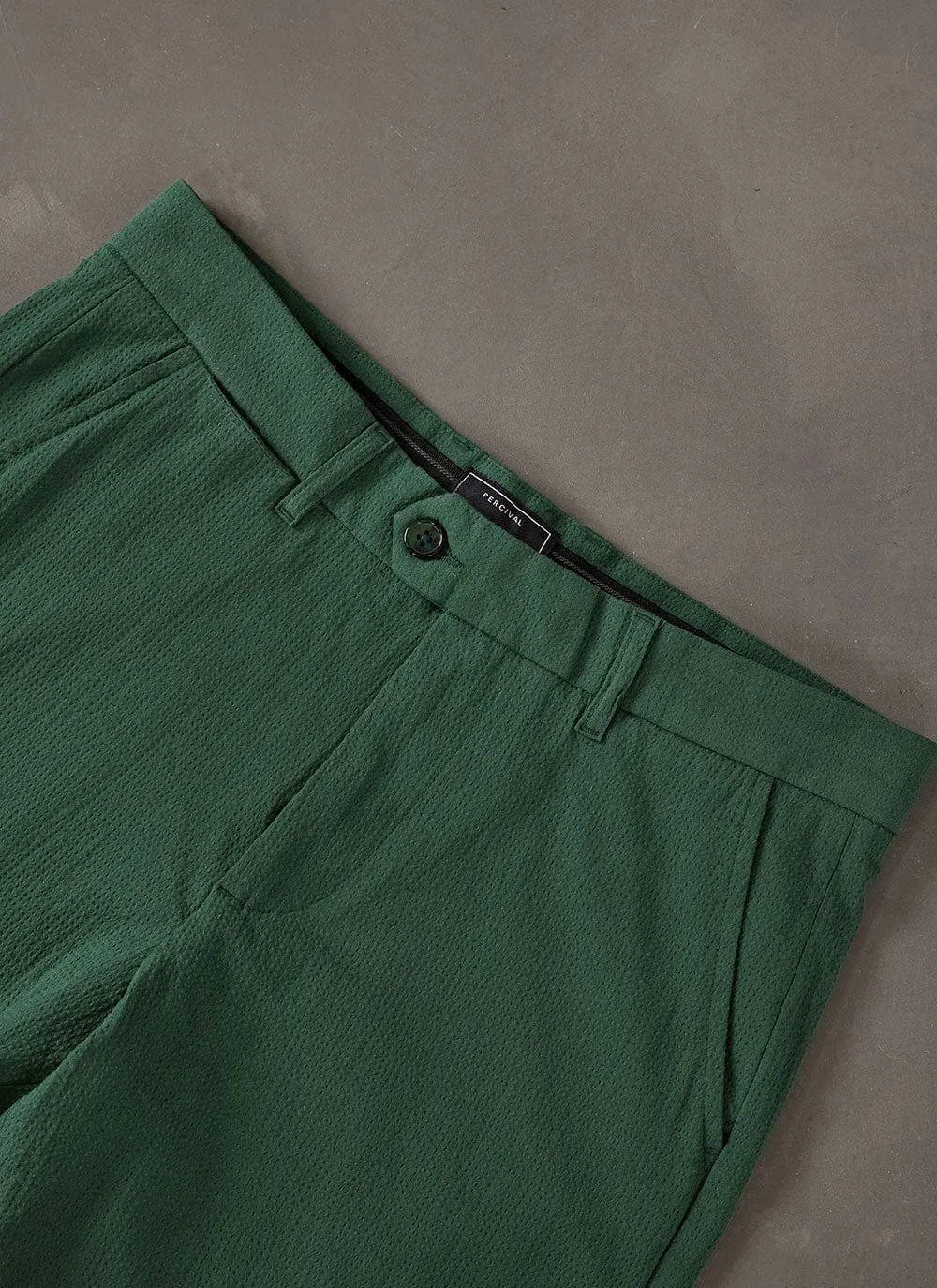 Archive Tailored Seersucker Trousers | Forest sold by Percival product image thumbnail 3