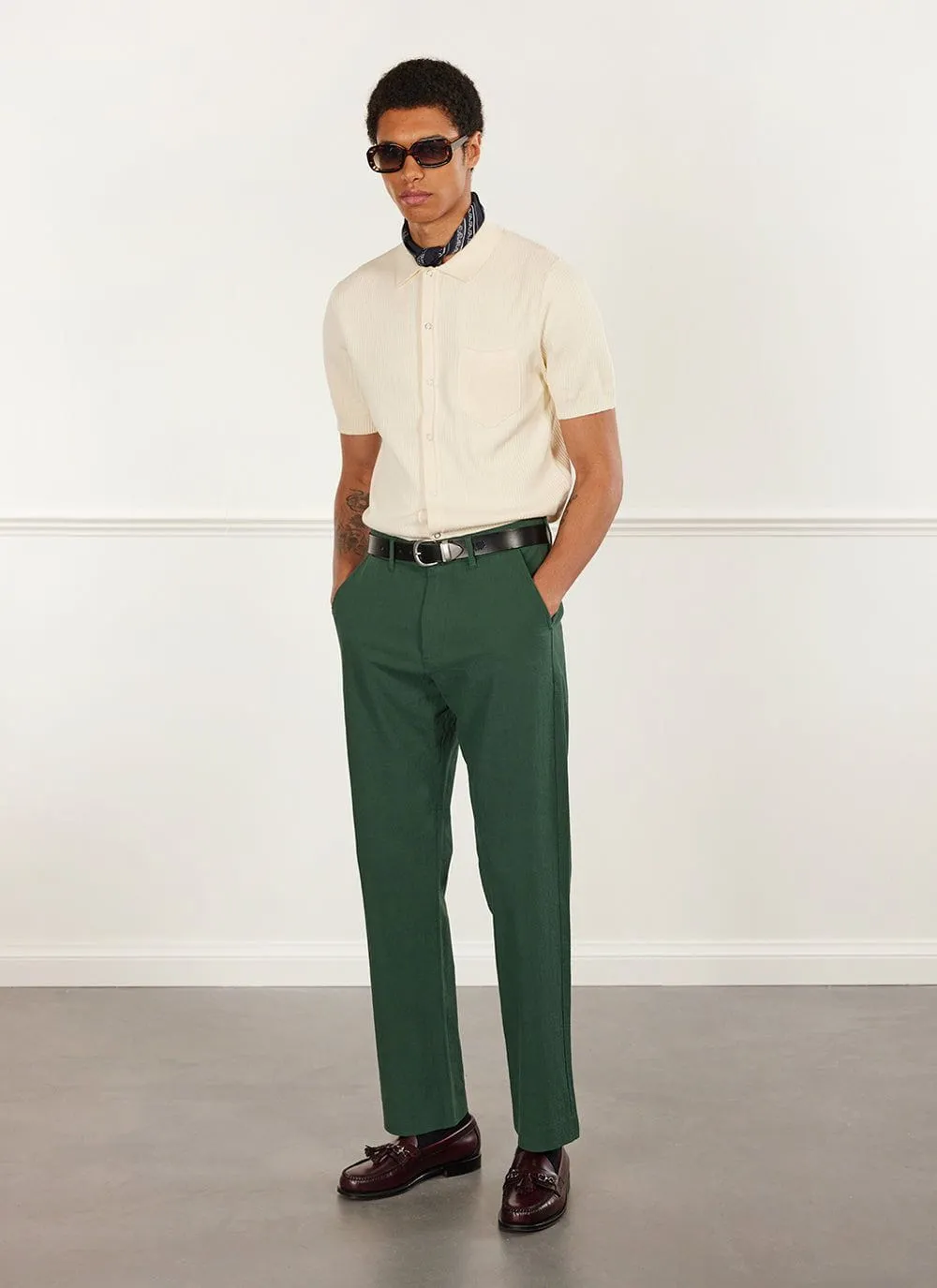 Archive Tailored Seersucker Trousers | Forest sold by Percival product image thumbnail 2