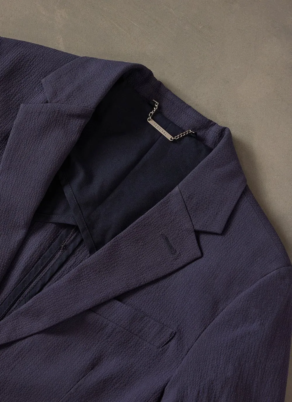 Archive Tailored Seersucker Blazer | Navy sold by Percival product image thumbnail 2