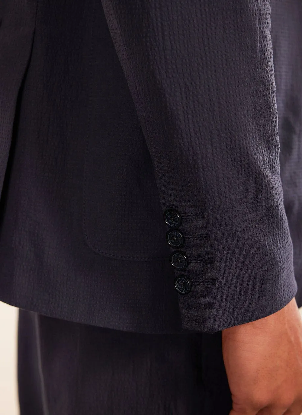 Archive Tailored Seersucker Blazer | Navy sold by Percival product image thumbnail 5