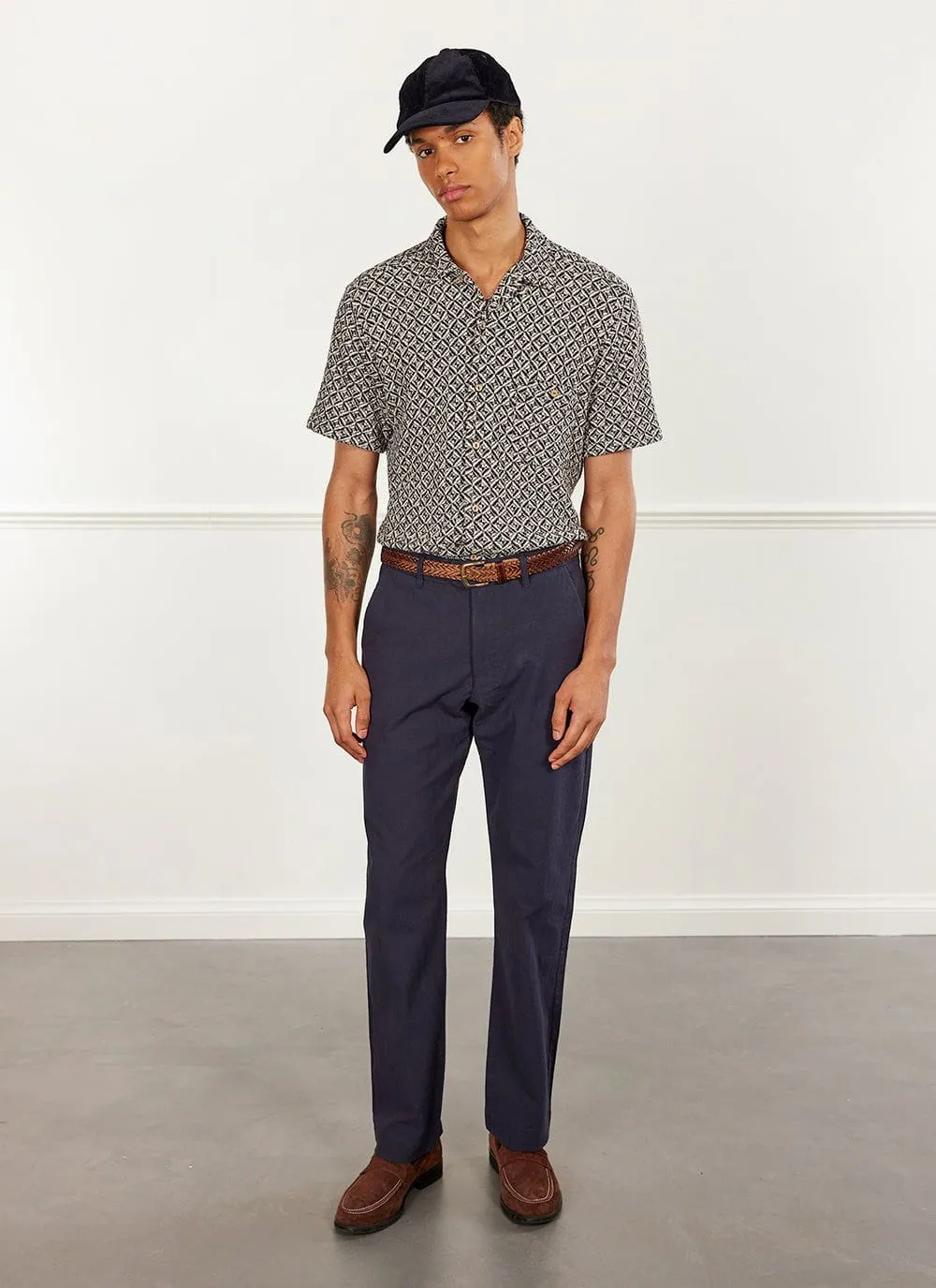 Archive Tailored Seersucker Trousers | Navy sold by Percival product image thumbnail 5