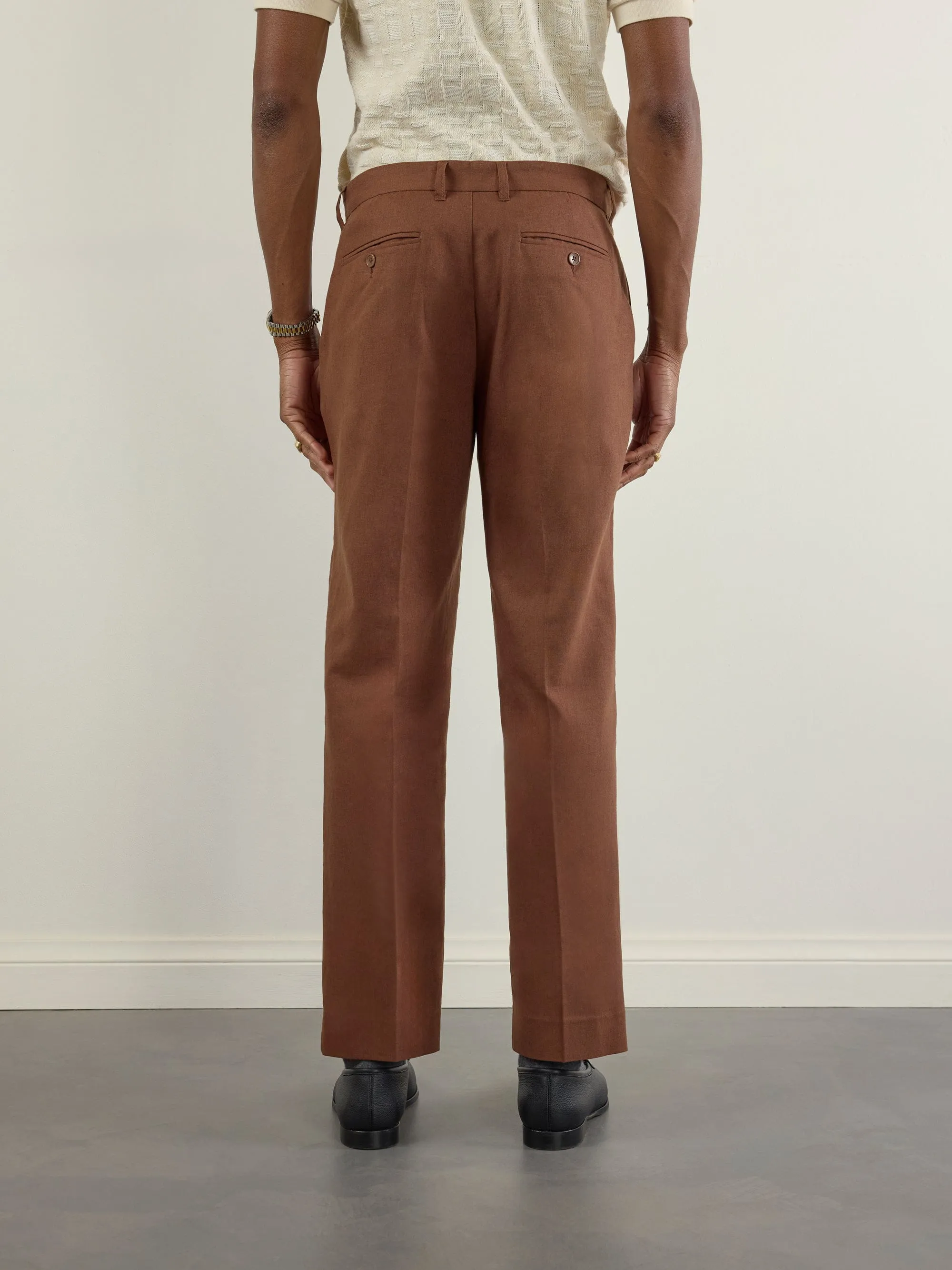 Tailored Linen Trousers | Espresso sold by Percival product image thumbnail 4