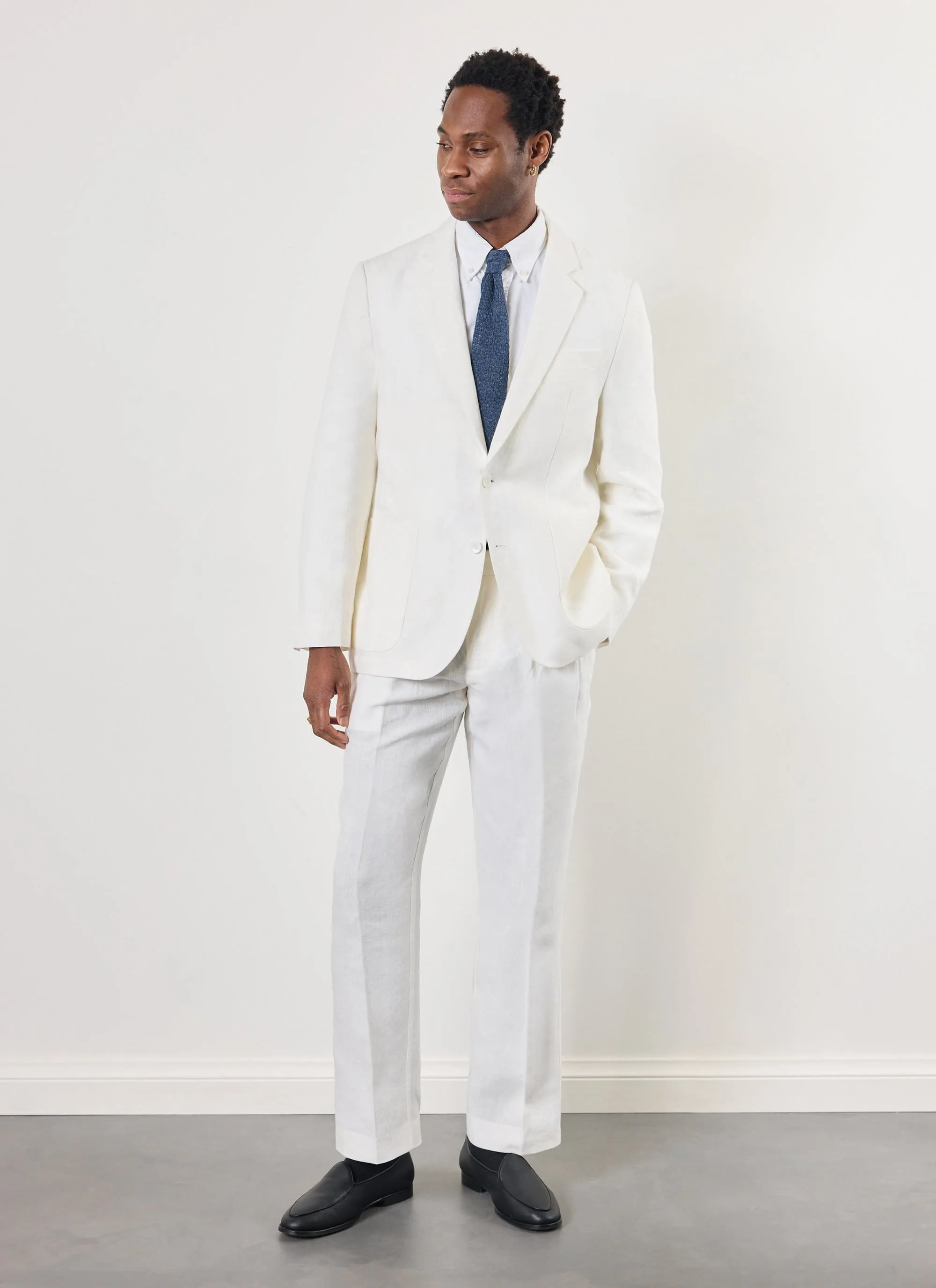 Pleated Tailored Trousers | Linen | White sold by Percival product image thumbnail 4