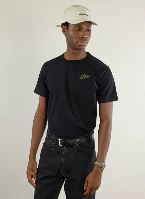 Embroidered Olive T Shirt | Black sold by Percival