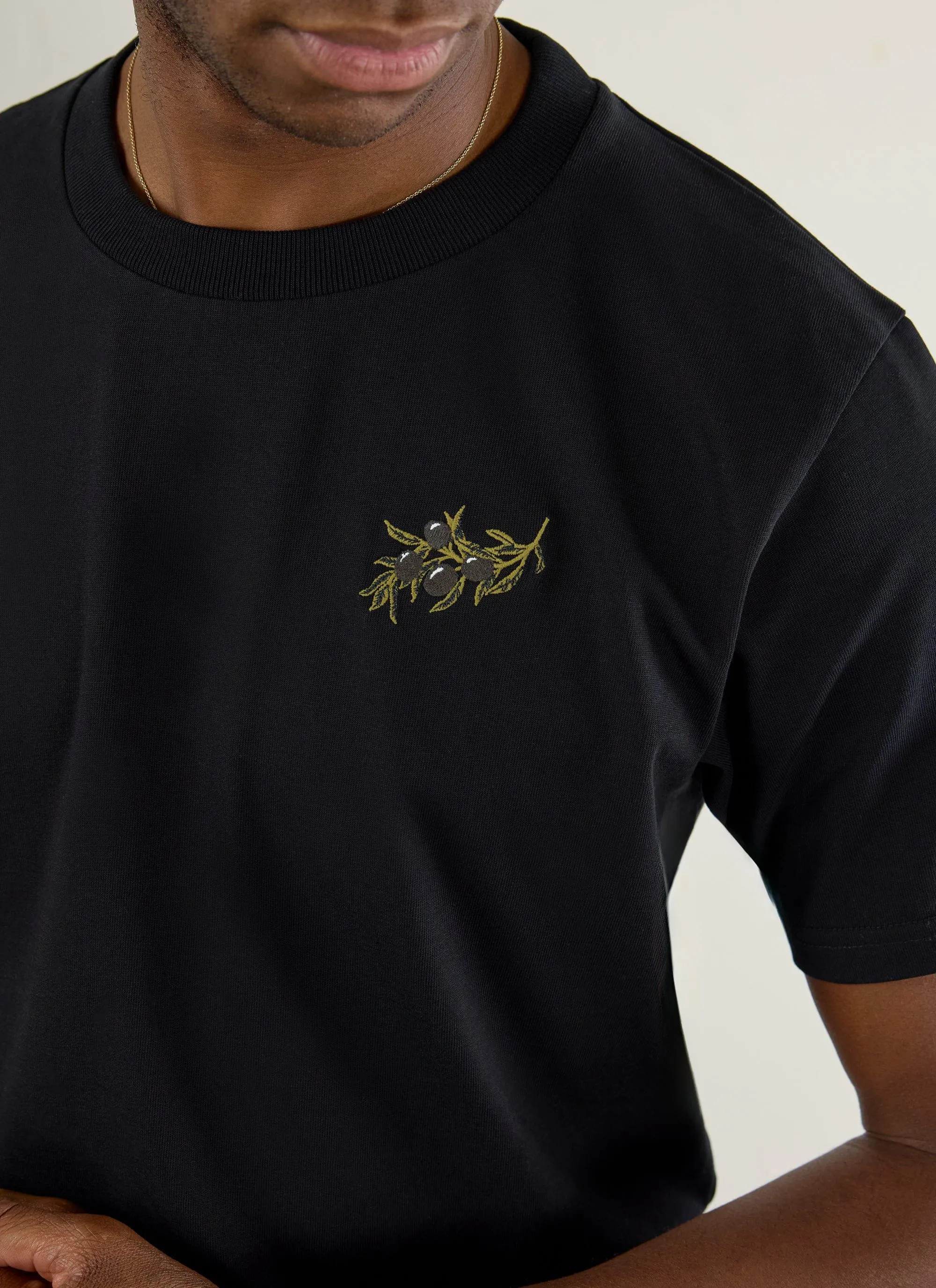 Embroidered Olive T Shirt | Black sold by Percival product image thumbnail 2