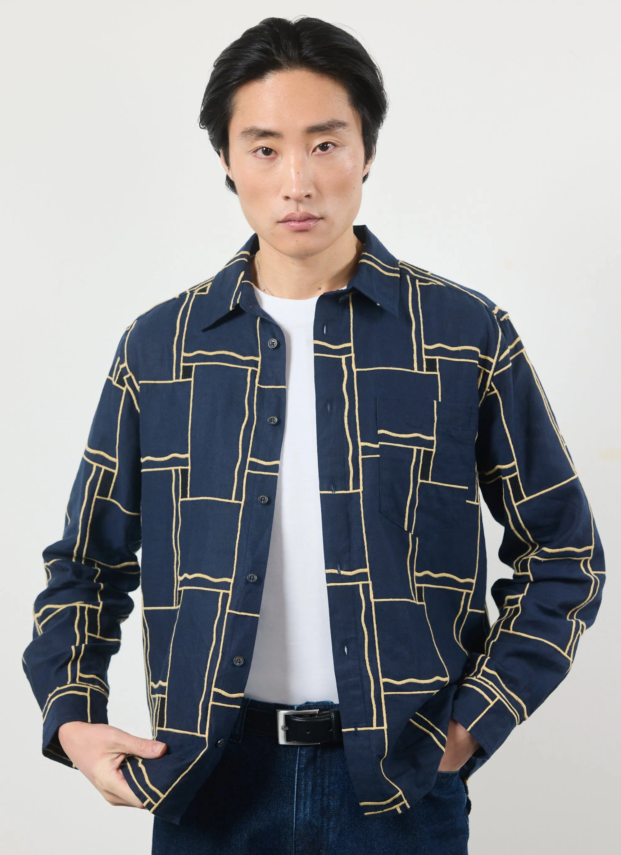 Oversized Verona Shirt | Navy sold by Percival