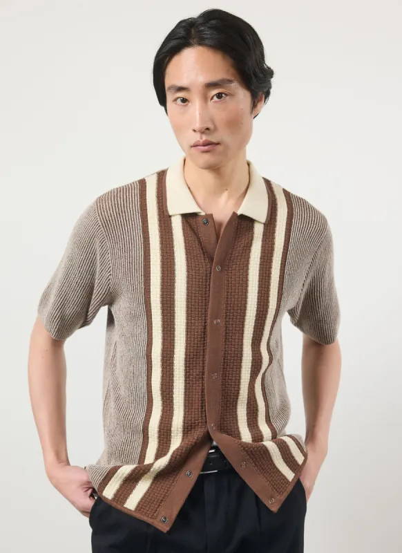 Teramo Knitted Polo Shirt | Ecru sold by Percival