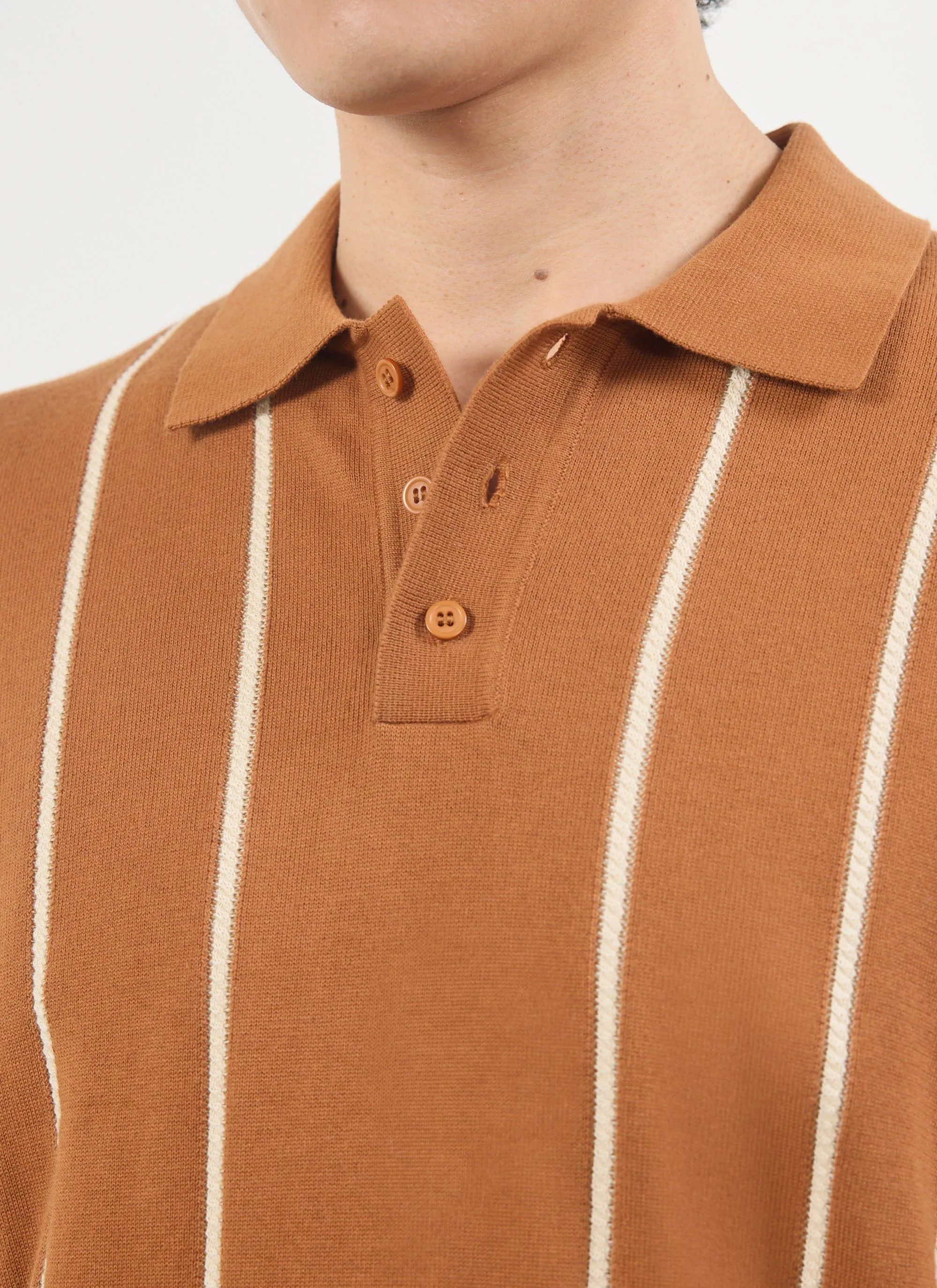 Casa Martini Knitted Polo | Micro Cable Cotton | Brown sold by Percival product image thumbnail 4