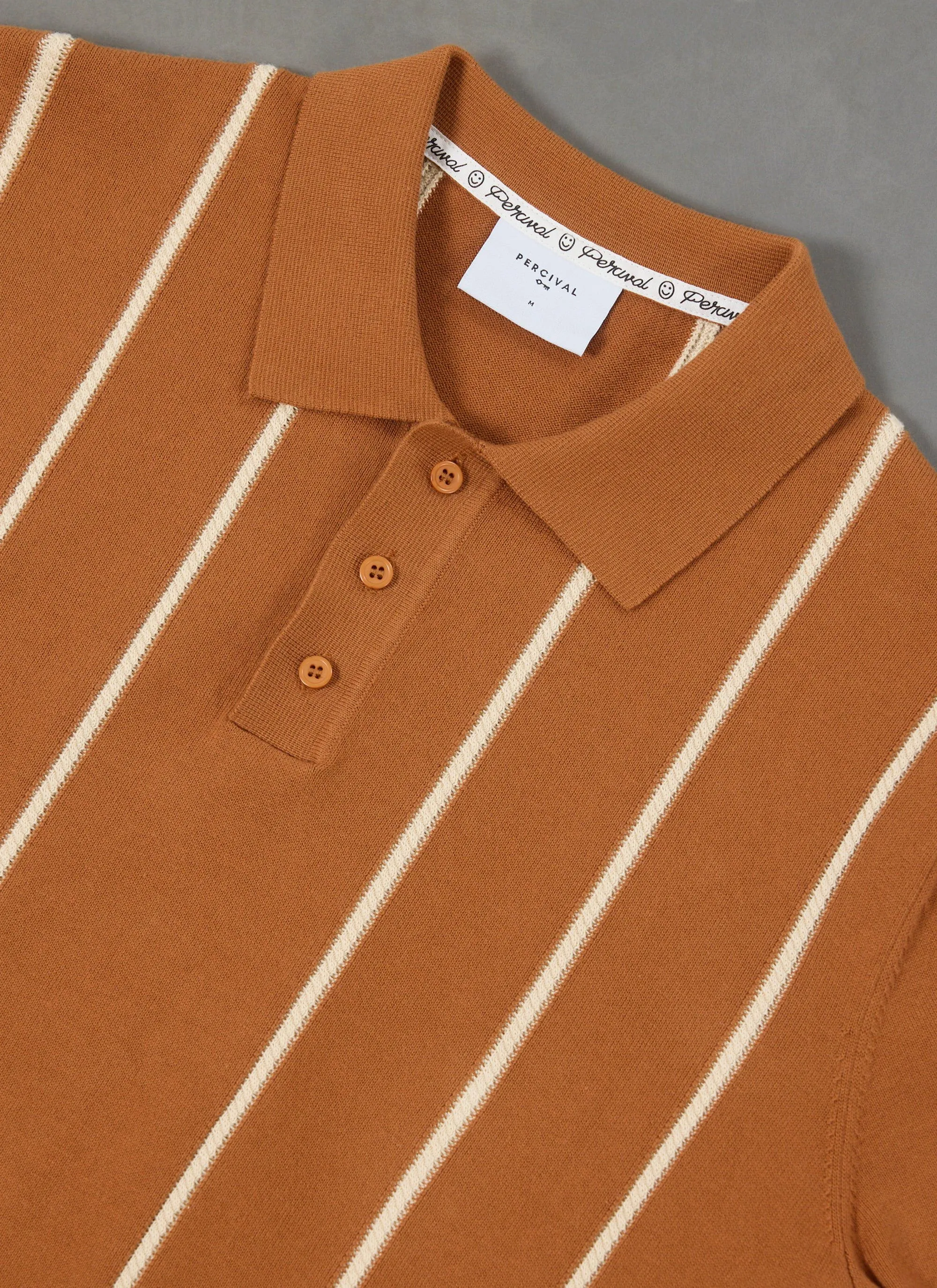 Casa Martini Knitted Polo | Micro Cable Cotton | Brown sold by Percival product image thumbnail 2
