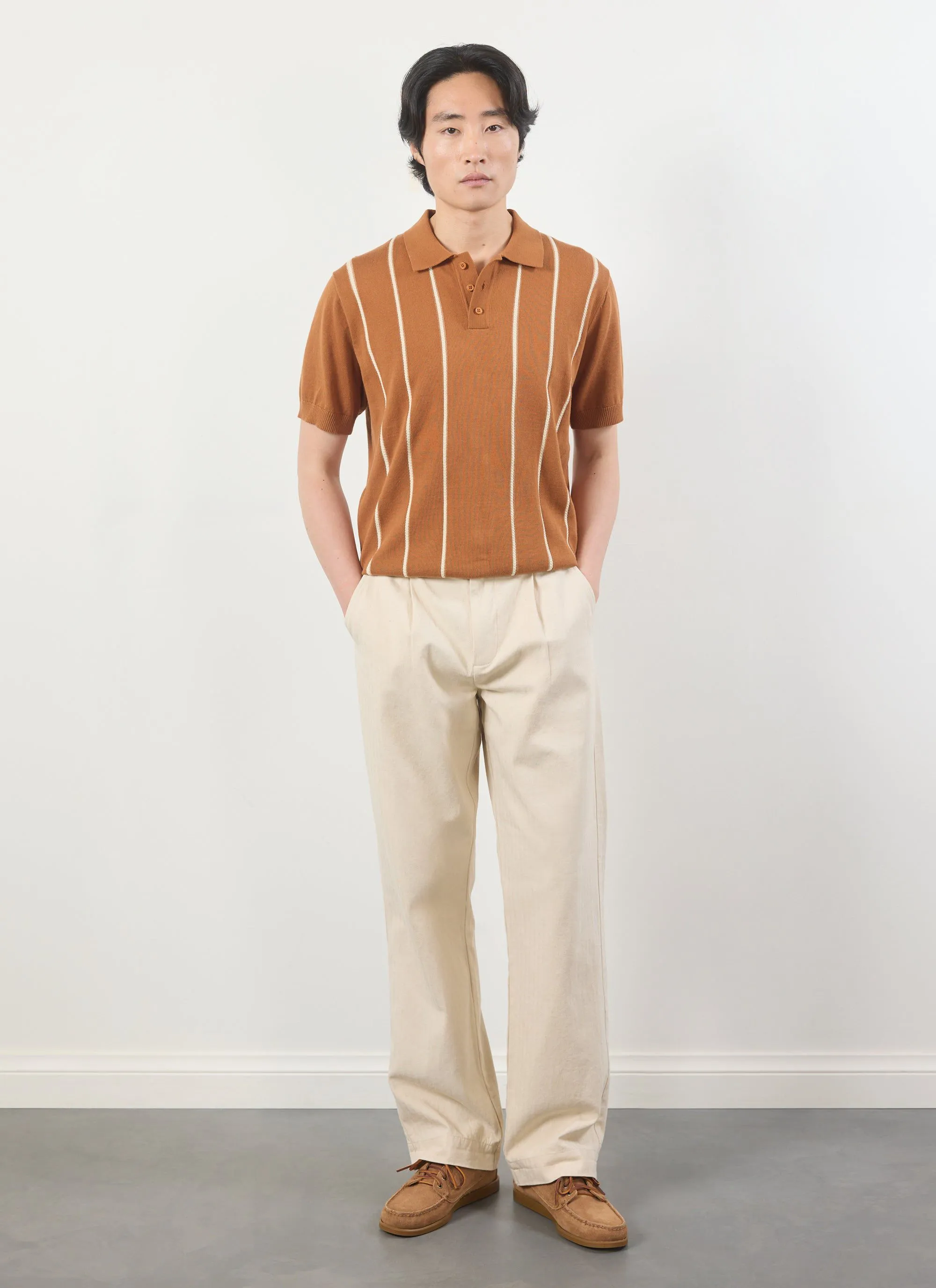 Casa Martini Knitted Polo | Micro Cable Cotton | Brown sold by Percival product image thumbnail 3
