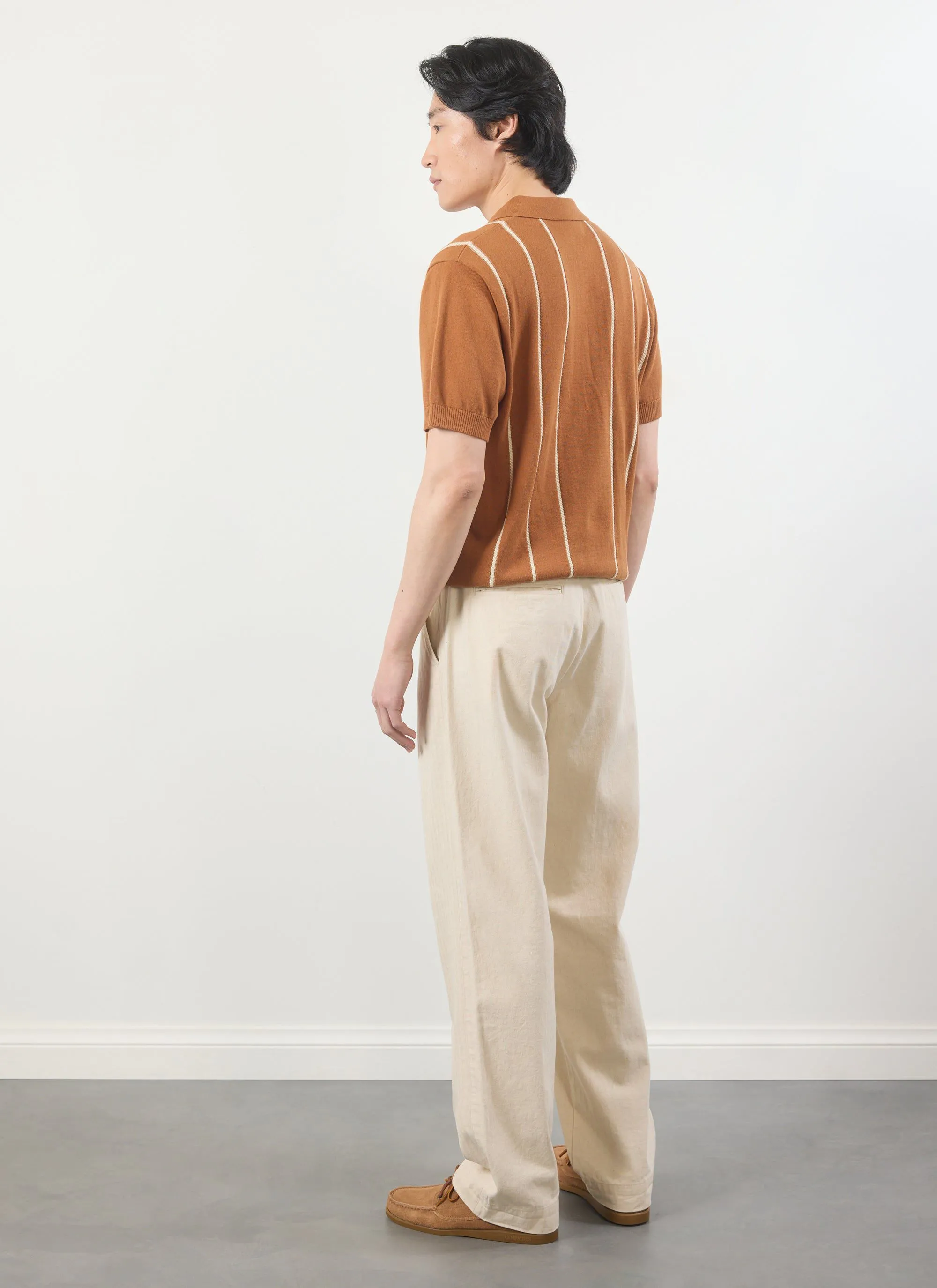 Casa Martini Knitted Polo | Micro Cable Cotton | Brown sold by Percival product image thumbnail 5