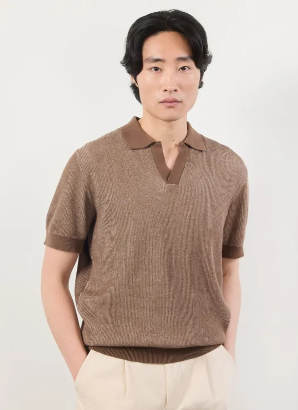 Casa Martini Knitted Polo | Tivoli | Brown sold by Percival
