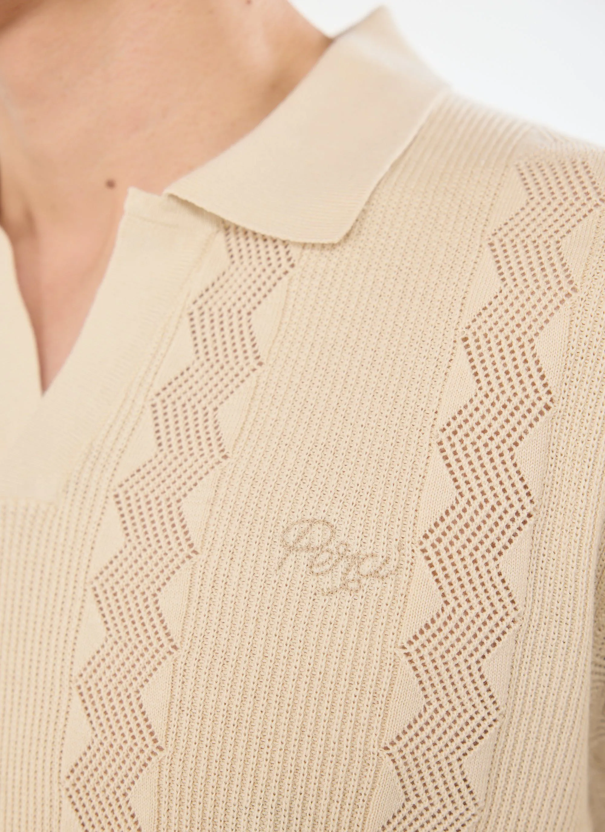 Casa Martini Knitted Polo | Genoa | Ecru sold by Percival product image thumbnail 4