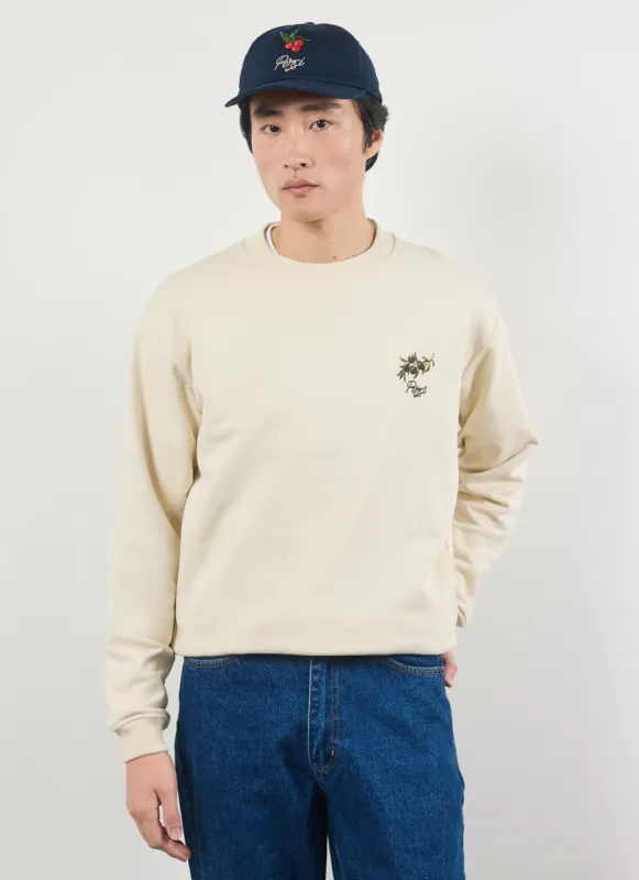 Embroidered Perci Olive Sweatshirt | Ecru sold by Percival