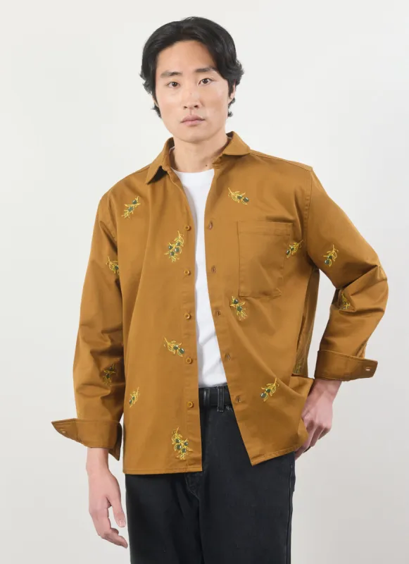 Olive Overshirt | Cotton | Rust sold by Percival