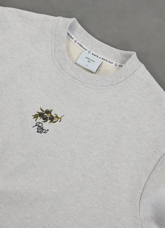 Embroidered Perci Olive Sweatshirt | Athletic Grey sold by Percival