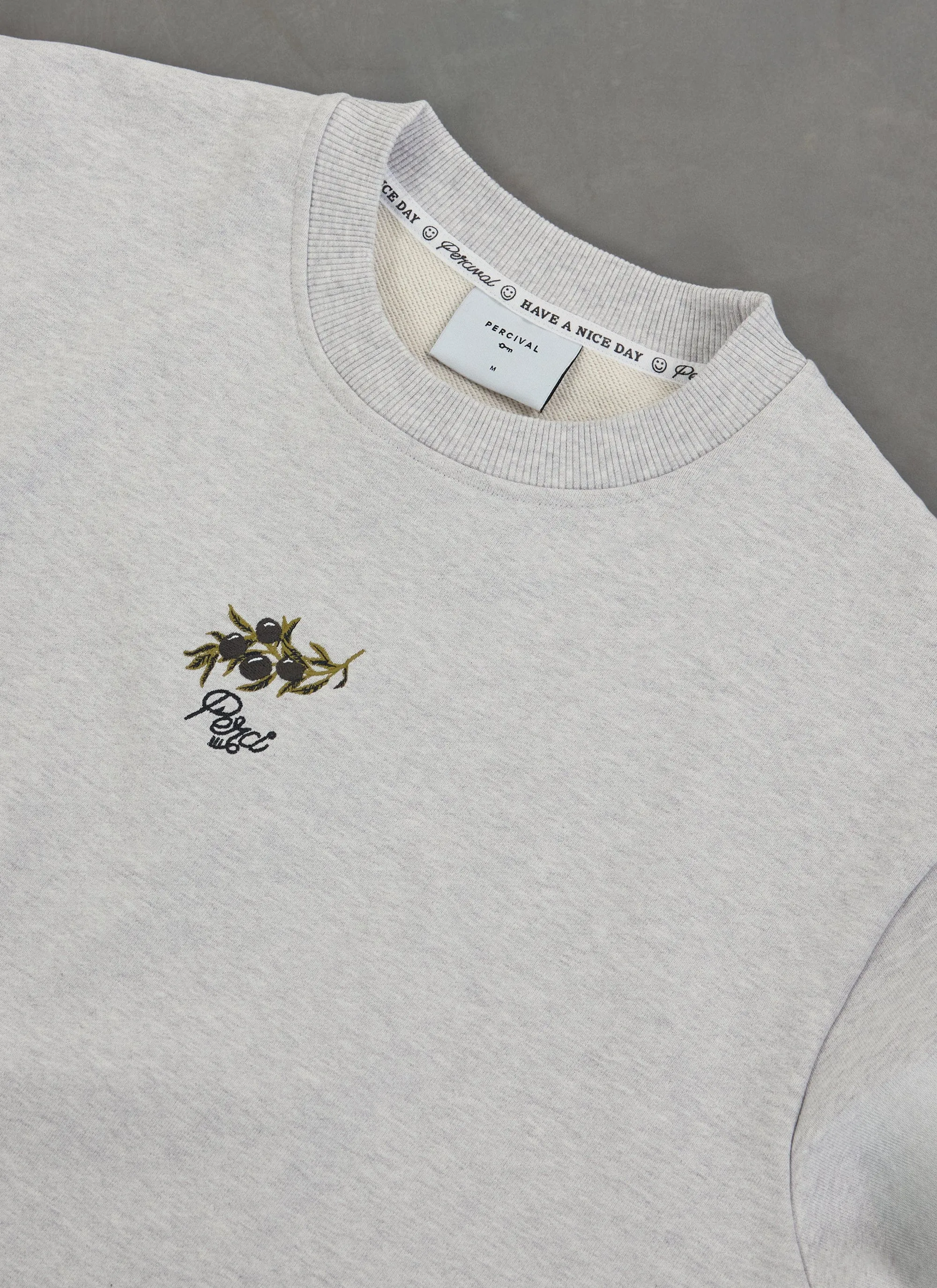 Embroidered Perci Olive Sweatshirt | Athletic Grey sold by Percival