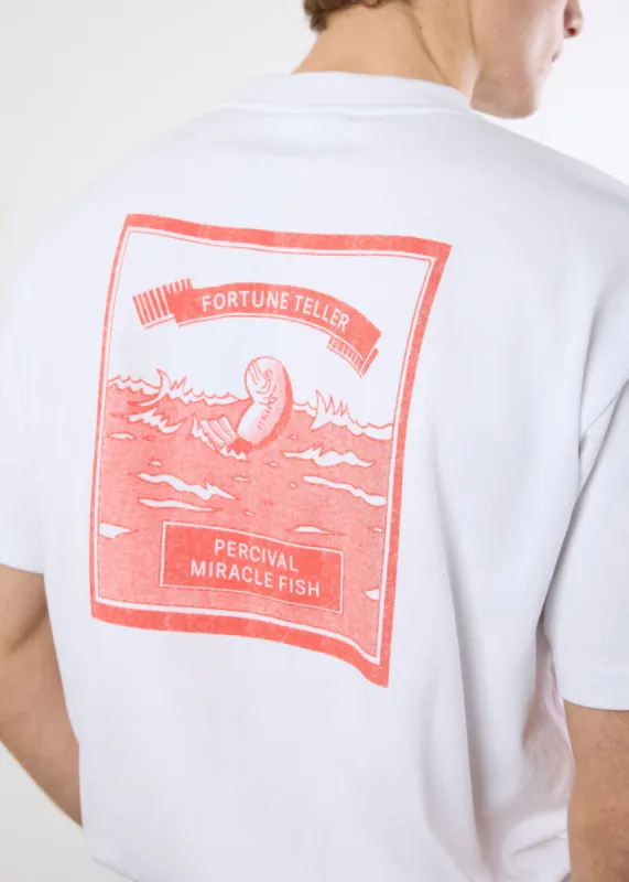 Fortune Fish Oversized T Shirt | Embroidered Organic Cotton | White sold by Percival