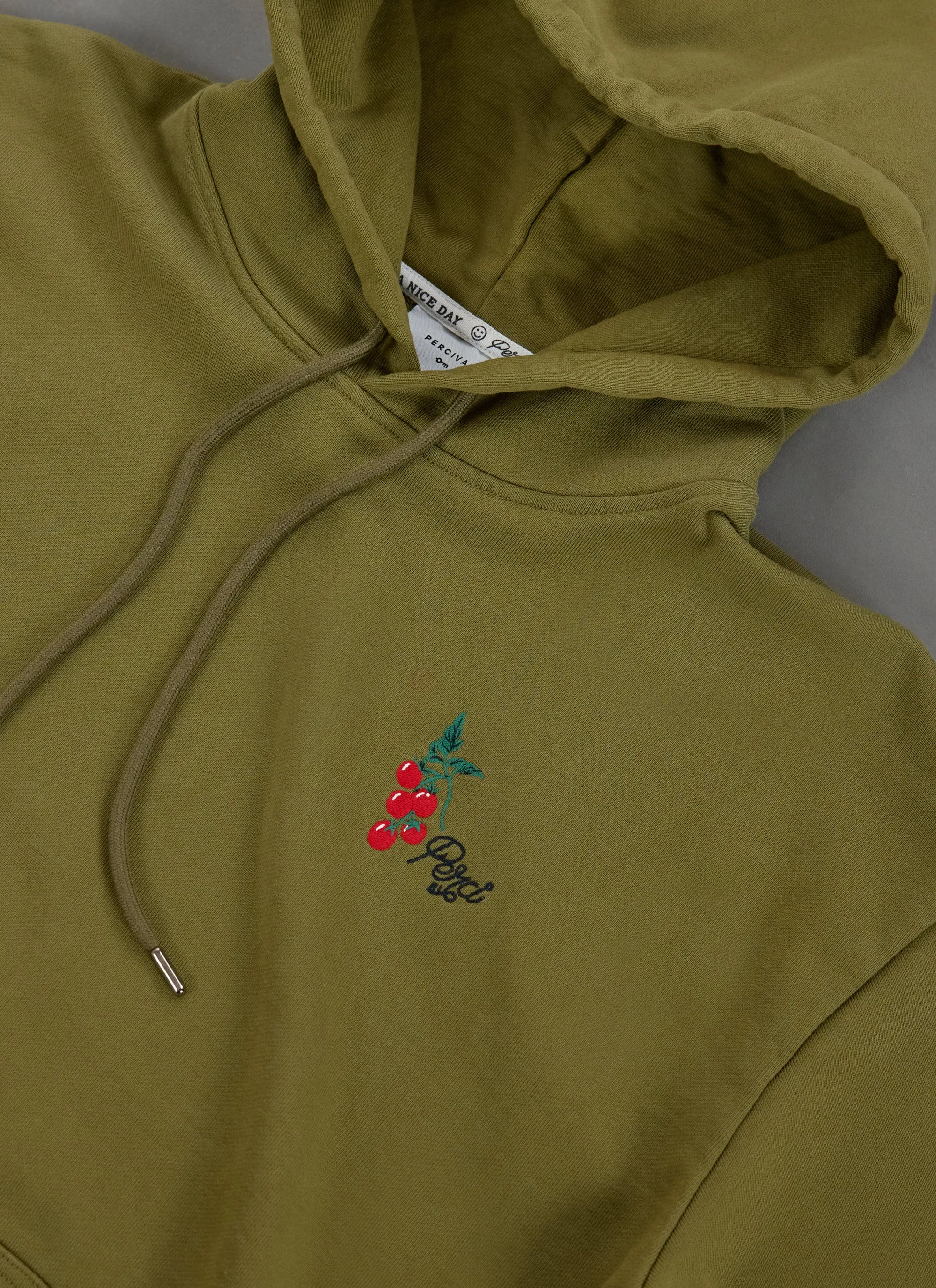 Tomato Hoodie | Embroidered Organic Cotton | Olive sold by Percival product image thumbnail 2