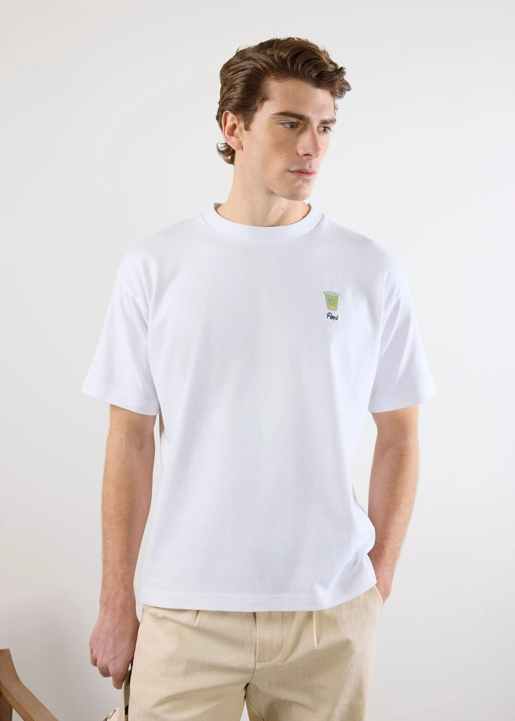 Iced Matcha Oversized T Shirt | Embroidered Organic Cotton | White sold by Percival product image thumbnail 5