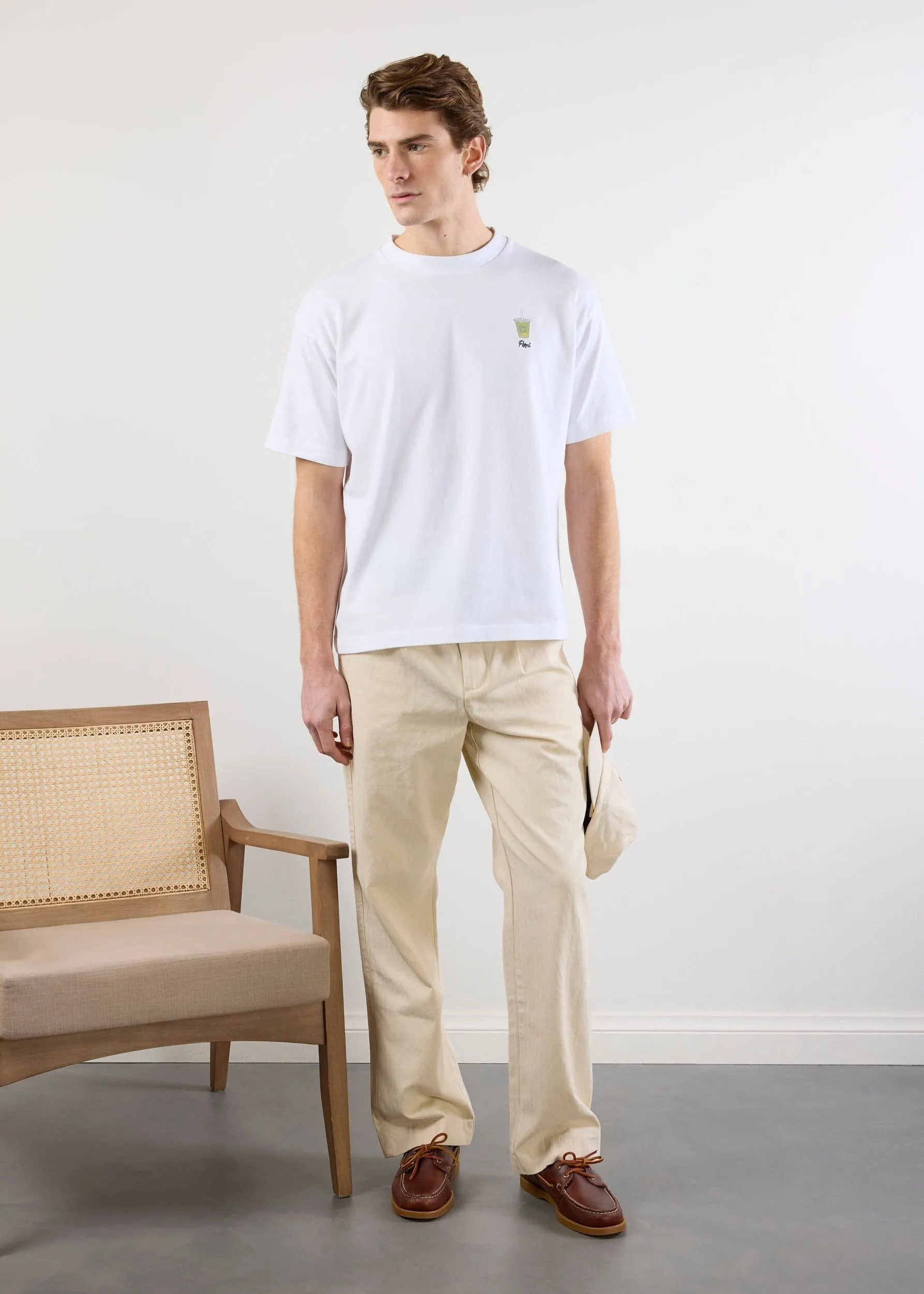 Iced Matcha Oversized T Shirt | Embroidered Organic Cotton | White sold by Percival product image thumbnail 3