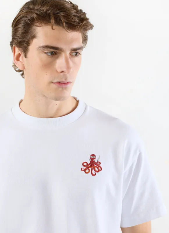 Octo Oversized T Shirt | Embroidered Organic Cotton | White sold by Percival