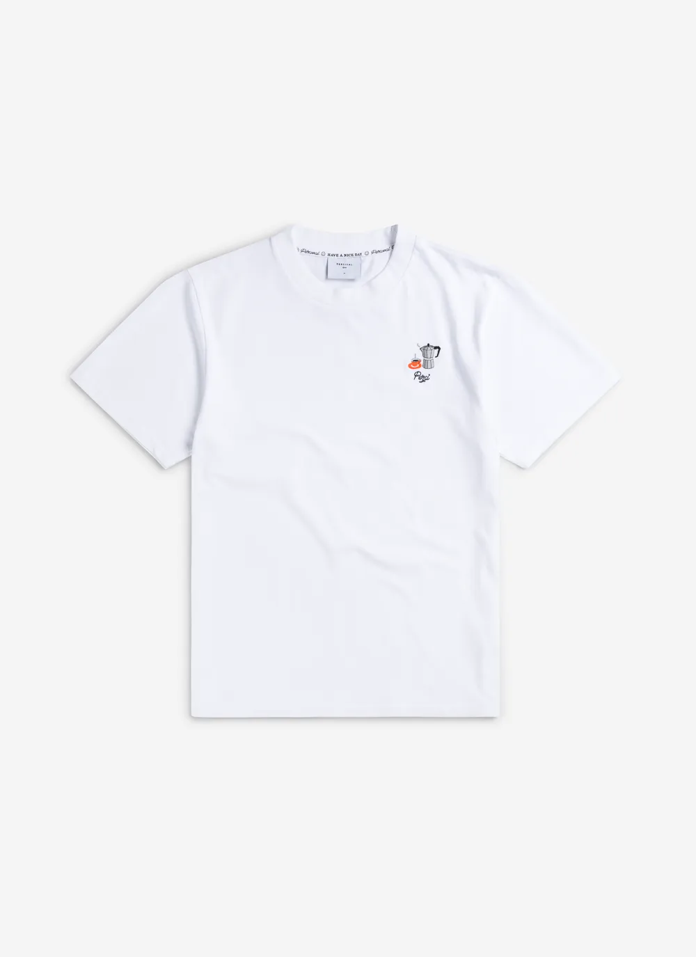 Moka Pot T Shirt | Embroidered Organic Cotton | White sold by Percival product image thumbnail 2