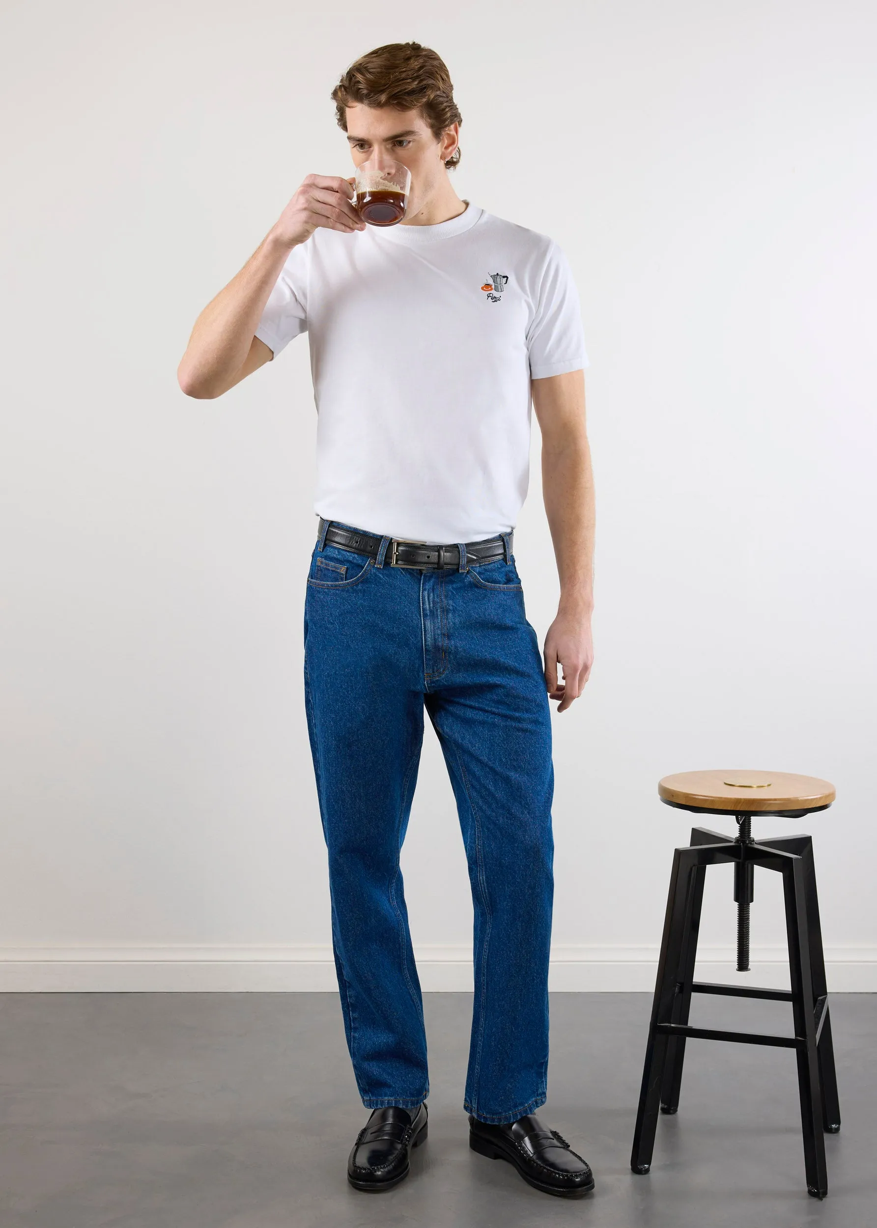 Moka Pot T Shirt | Embroidered Organic Cotton | White sold by Percival product image thumbnail 3