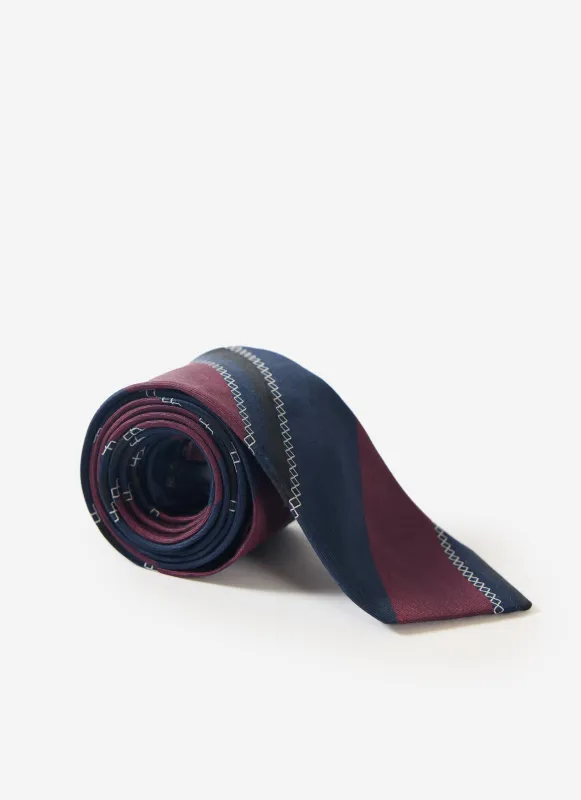 Stripe Cross Stitch Tie | Silk | Burgundy sold by Percival