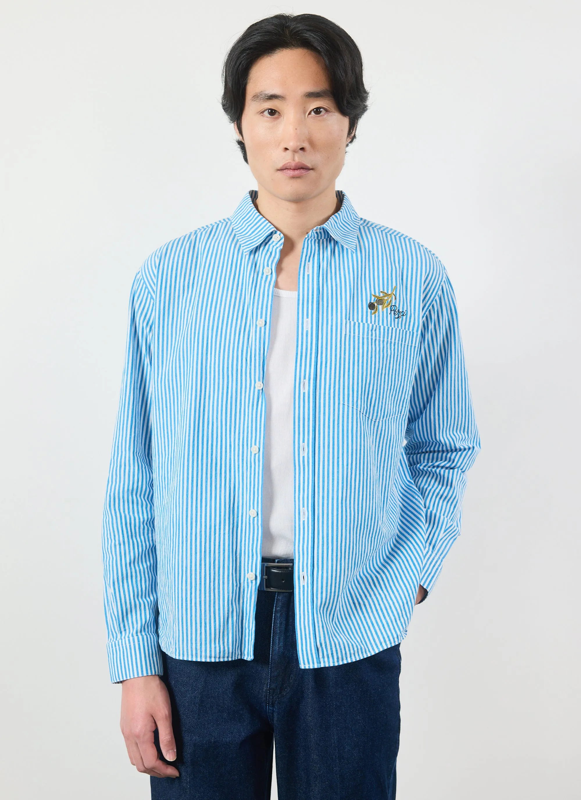 Olive Pearce Shirt | Cotton | Blue sold by Percival