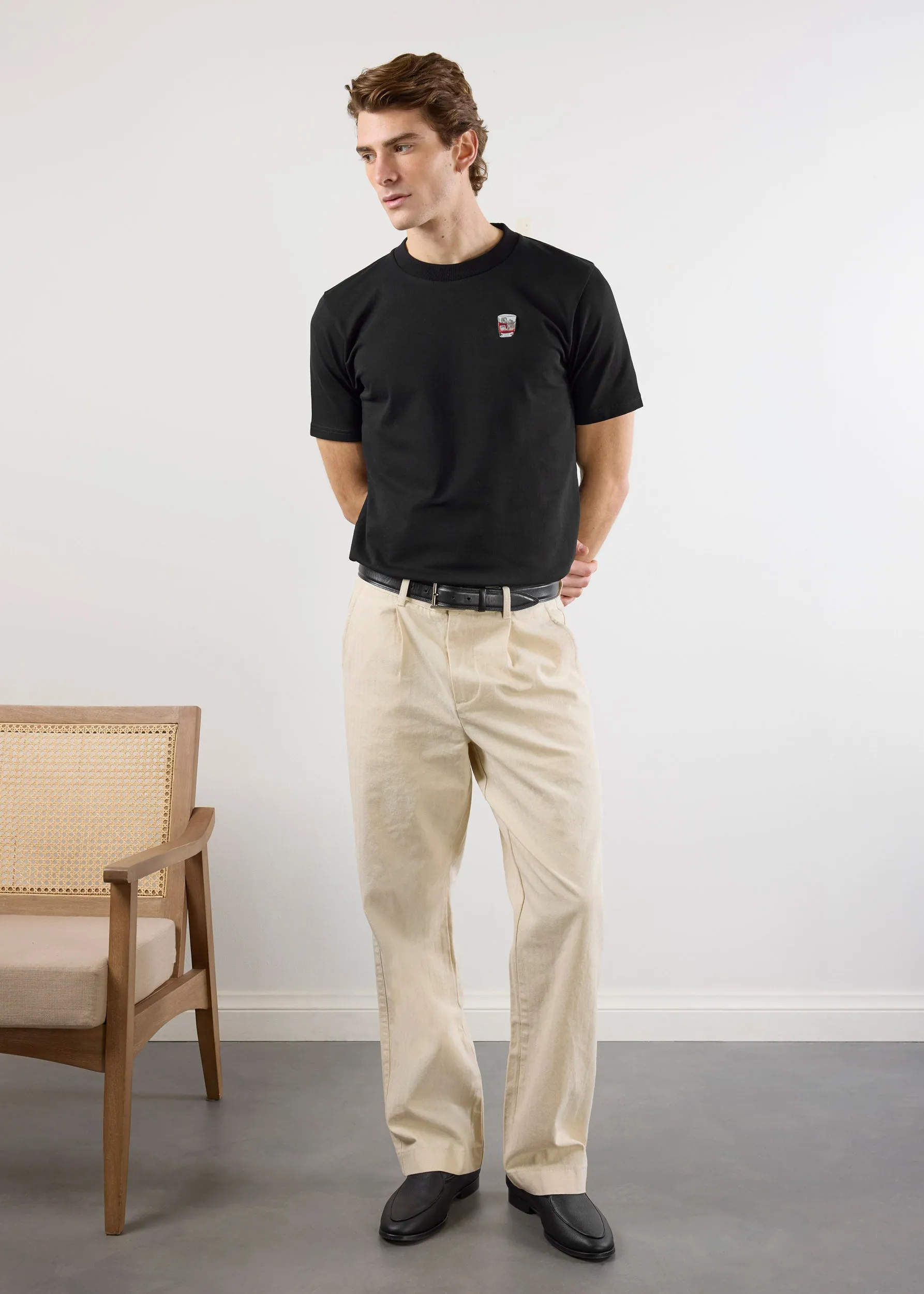 Negroni T Shirt | Embroidered Organic Cotton | Black sold by Percival product image thumbnail 4
