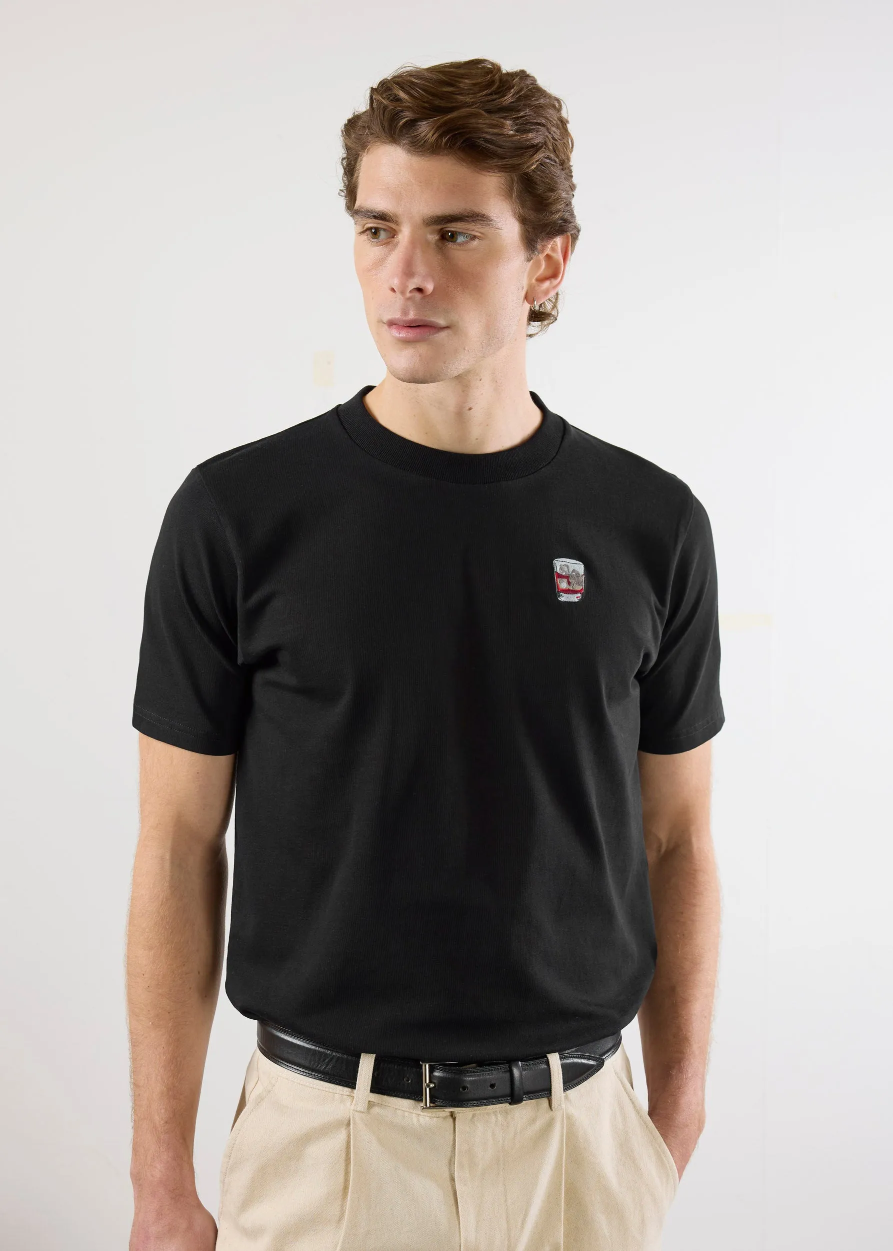 Negroni T Shirt | Embroidered Organic Cotton | Black sold by Percival product image thumbnail 2