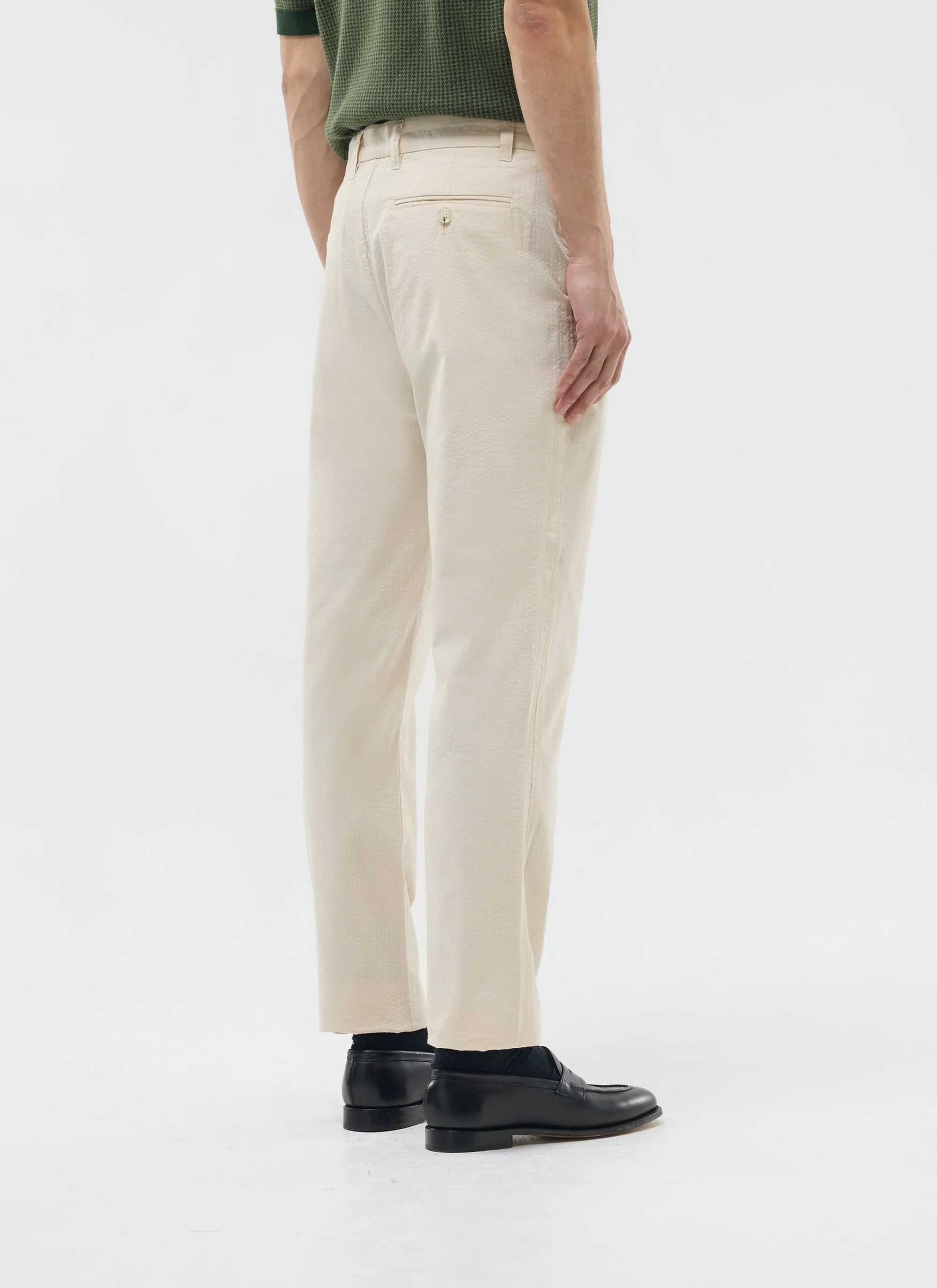 Tailored Seersucker Trousers | Cream sold by Percival product image thumbnail 3