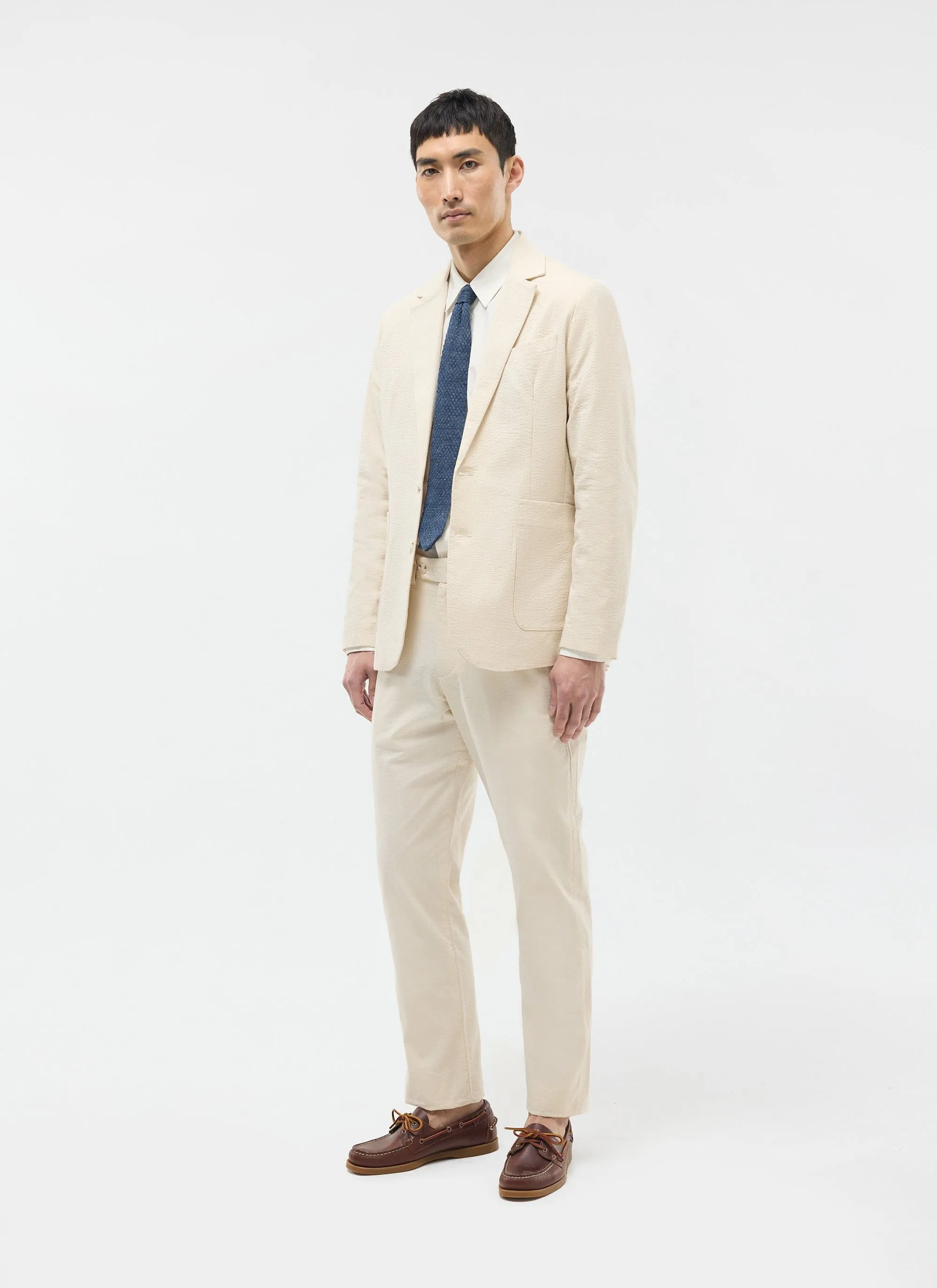 Tailored Seersucker Trousers | Cream sold by Percival product image thumbnail 5
