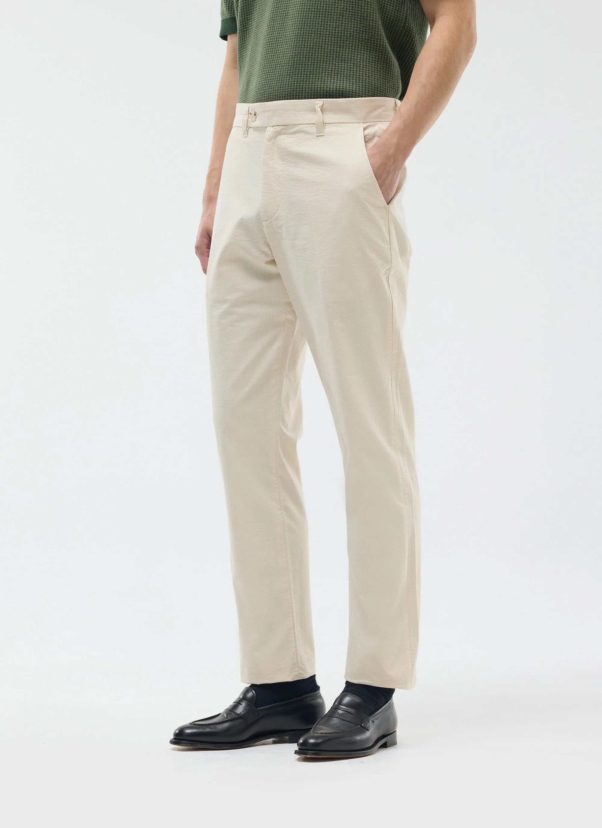 Tailored Seersucker Trousers | Cream sold by Percival product image thumbnail 2