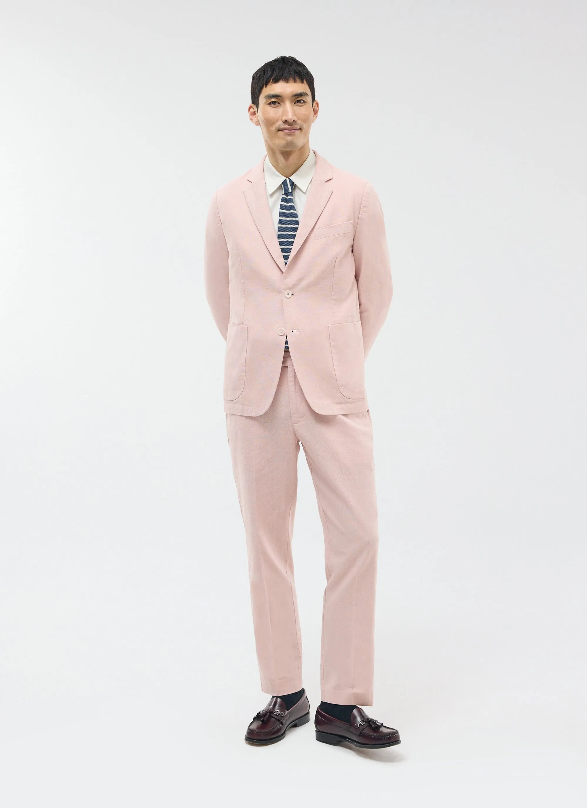 Tailored Blazer | Linen | Light Pink sold by Percival