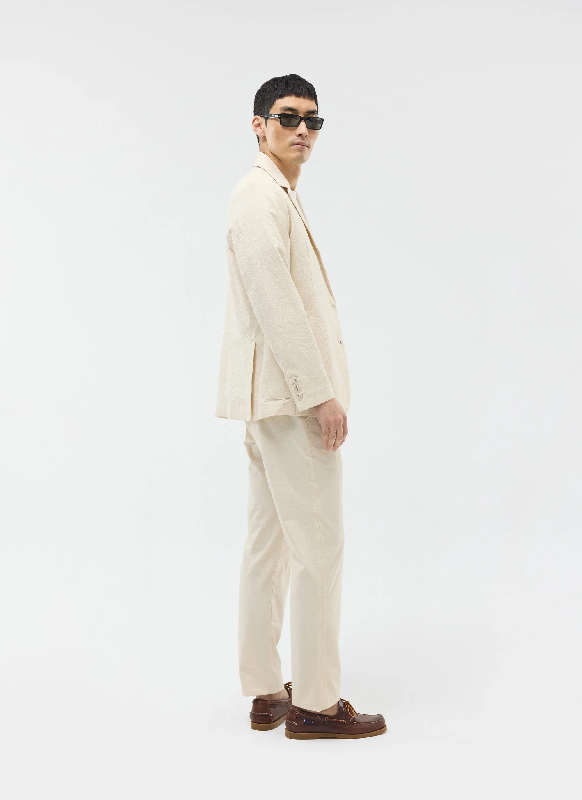 Tailored Seersucker Blazer | Cream sold by Percival product image thumbnail 3