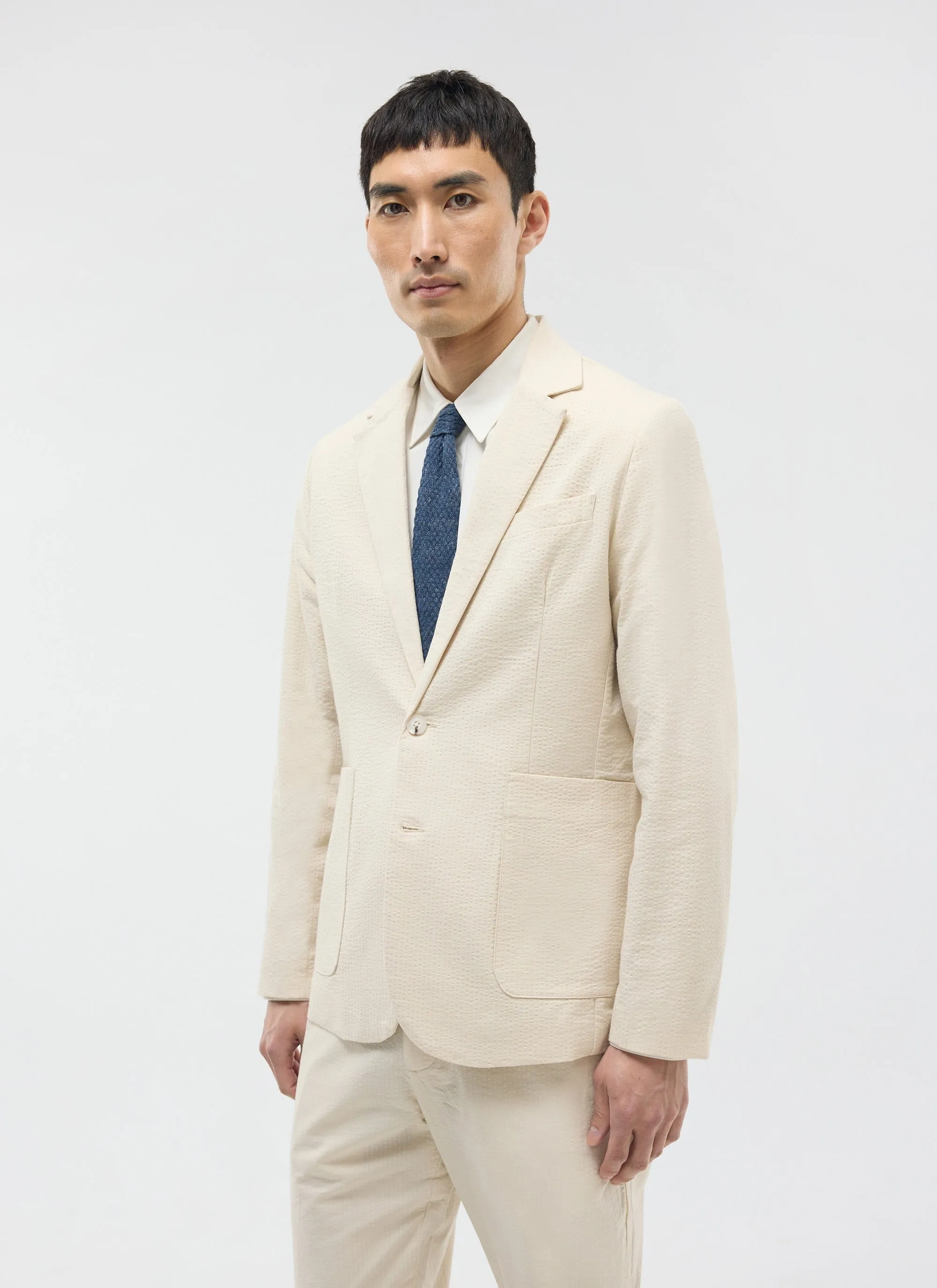 Tailored Seersucker Blazer | Cream sold by Percival product image thumbnail 5