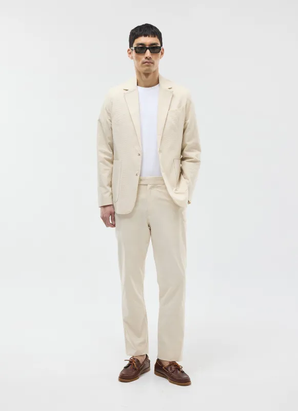 Tailored Seersucker Blazer | Cream sold by Percival