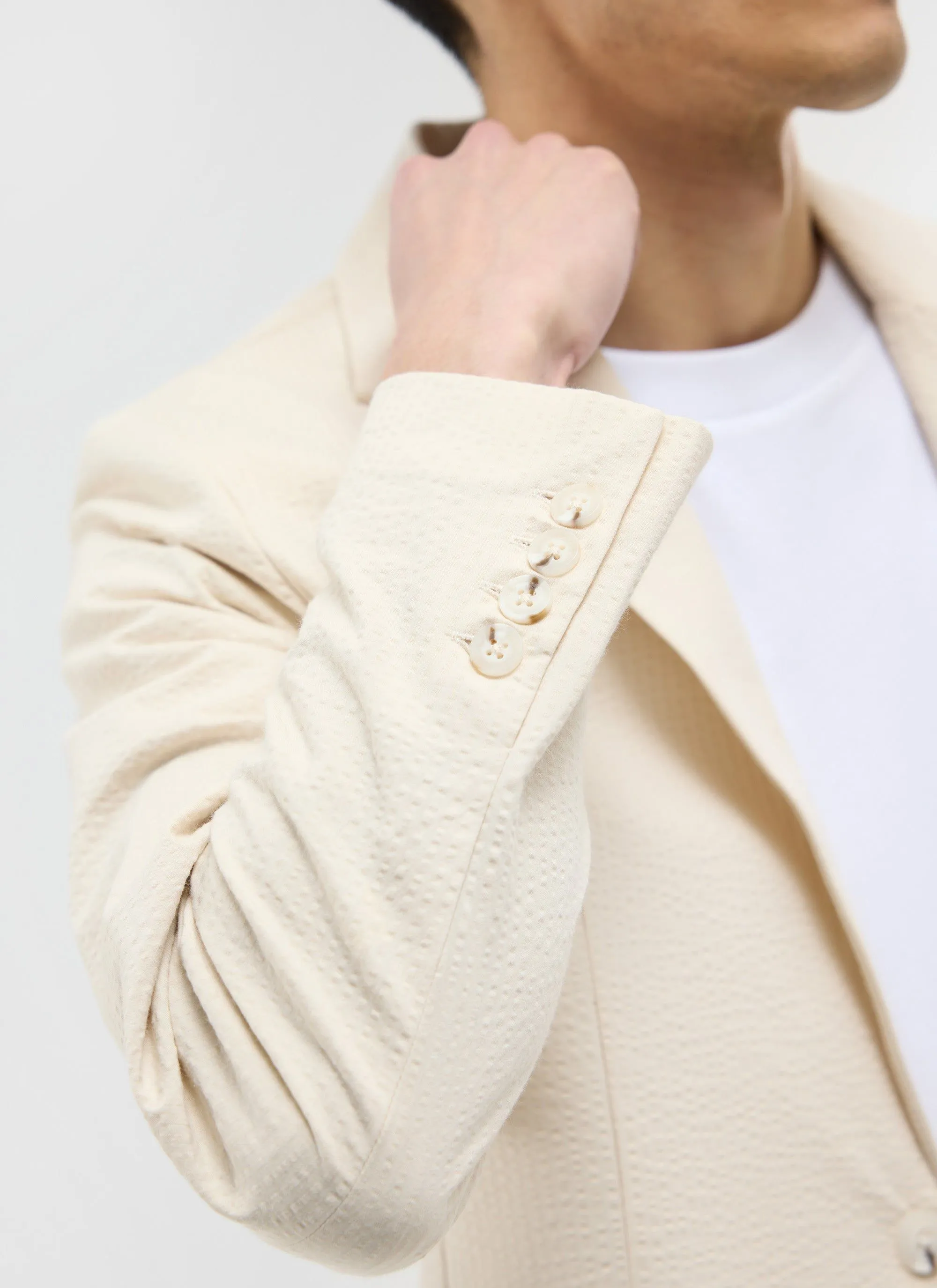 Tailored Seersucker Blazer | Cream sold by Percival product image thumbnail 2