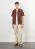 Short Sleeve Cuban Shirt | Linen | Brown sold by Percival