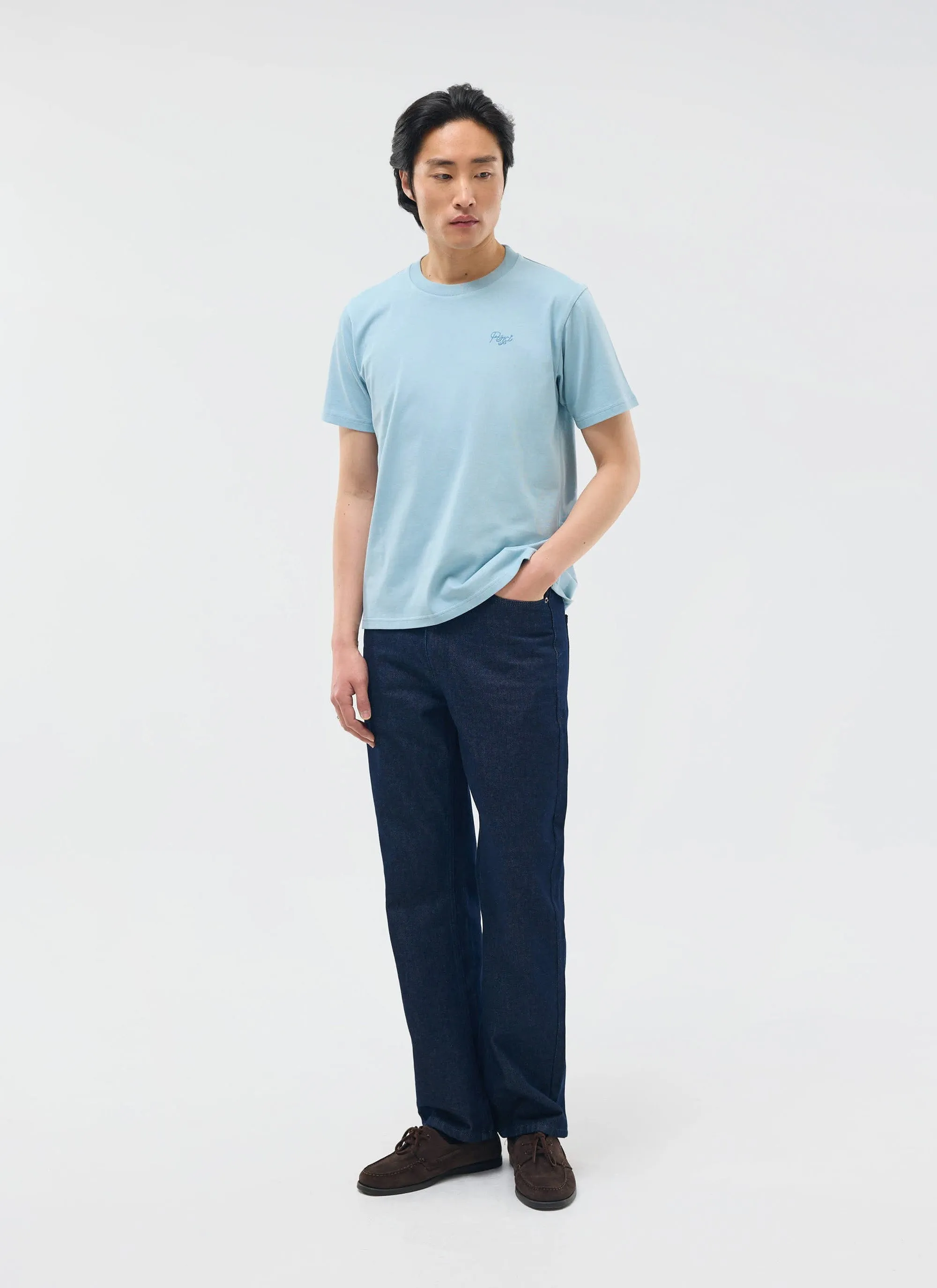 Perci Chainstitch T Shirt | Organic Cotton | Light Blue sold by Percival product image thumbnail 3