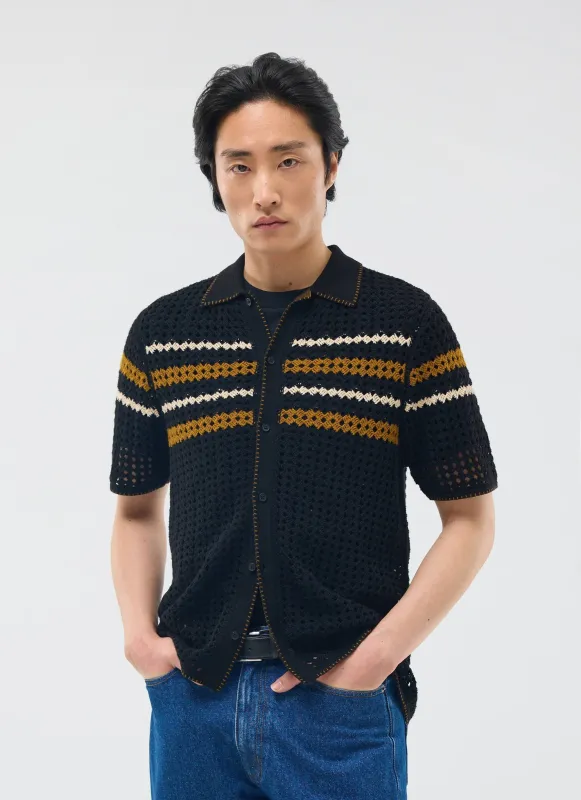 Pesaro Knitted Shirt | Cotton | Black sold by Percival