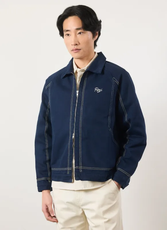 Calabria Harrington Jacket | Cotton | Navy sold by Percival
