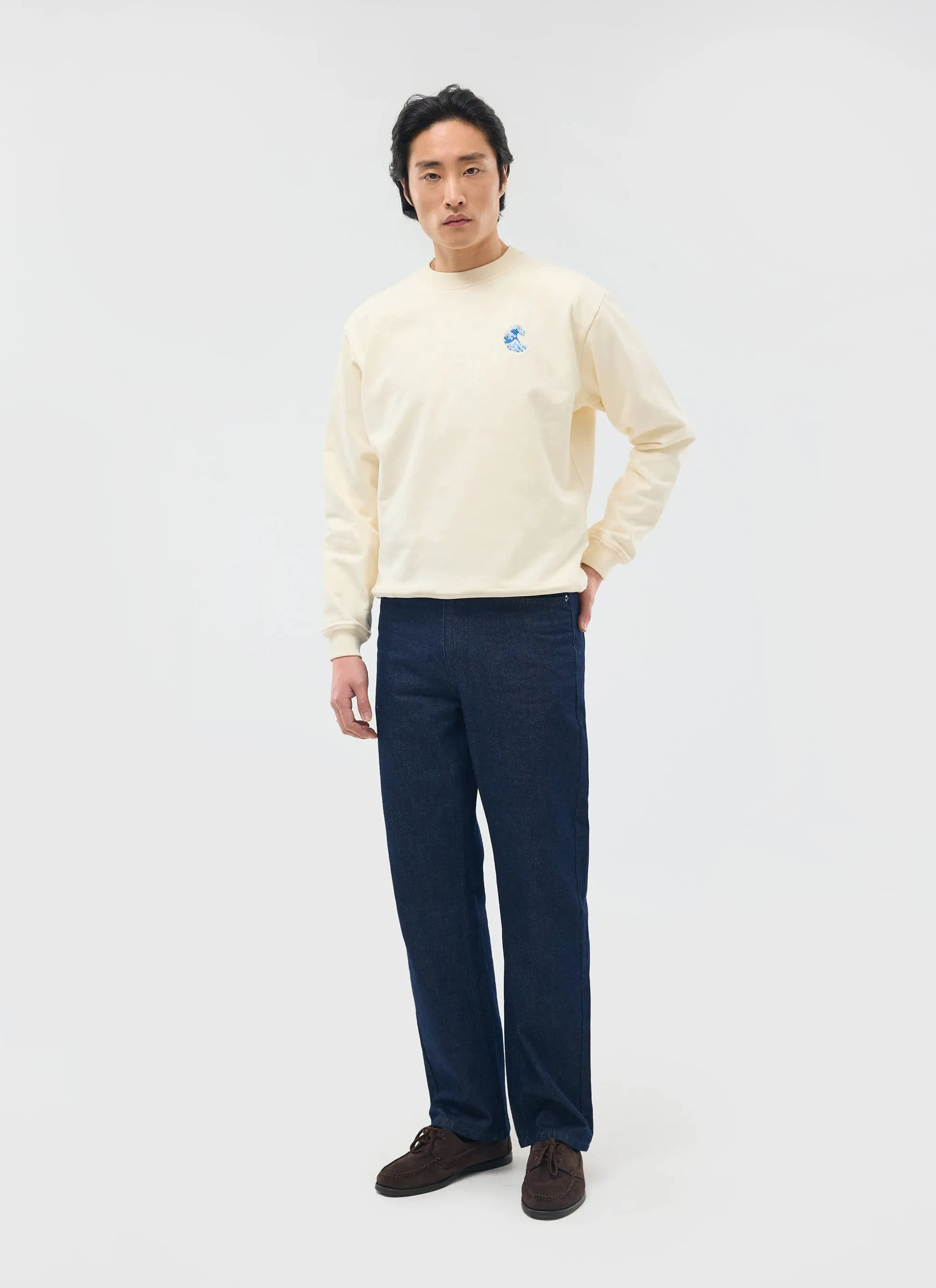 Wave Sweatshirt | Embroidered Organic Cotton | Ecru sold by Percival product image thumbnail 3