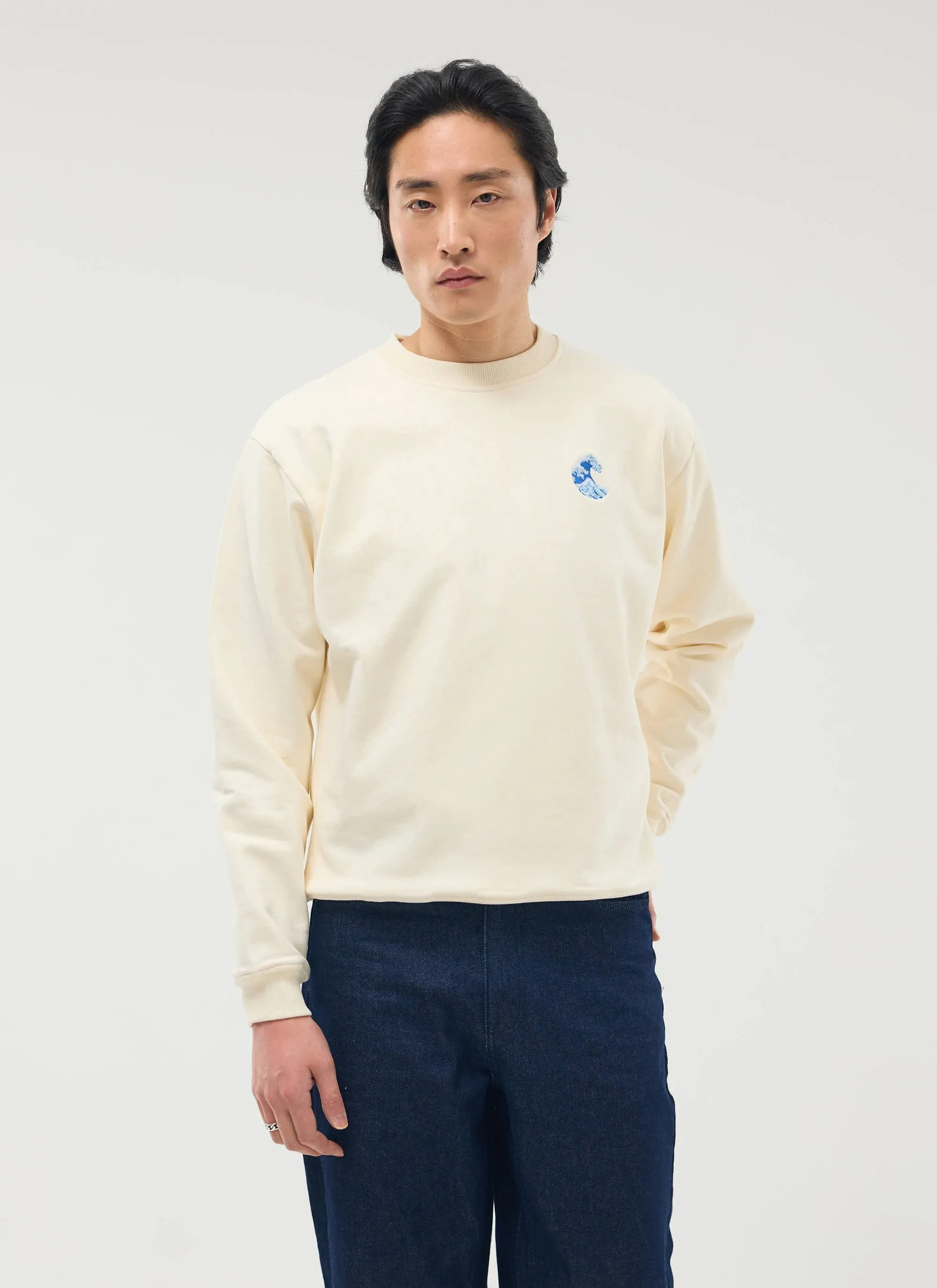 Wave Sweatshirt | Embroidered Organic Cotton | Ecru sold by Percival product image thumbnail 2