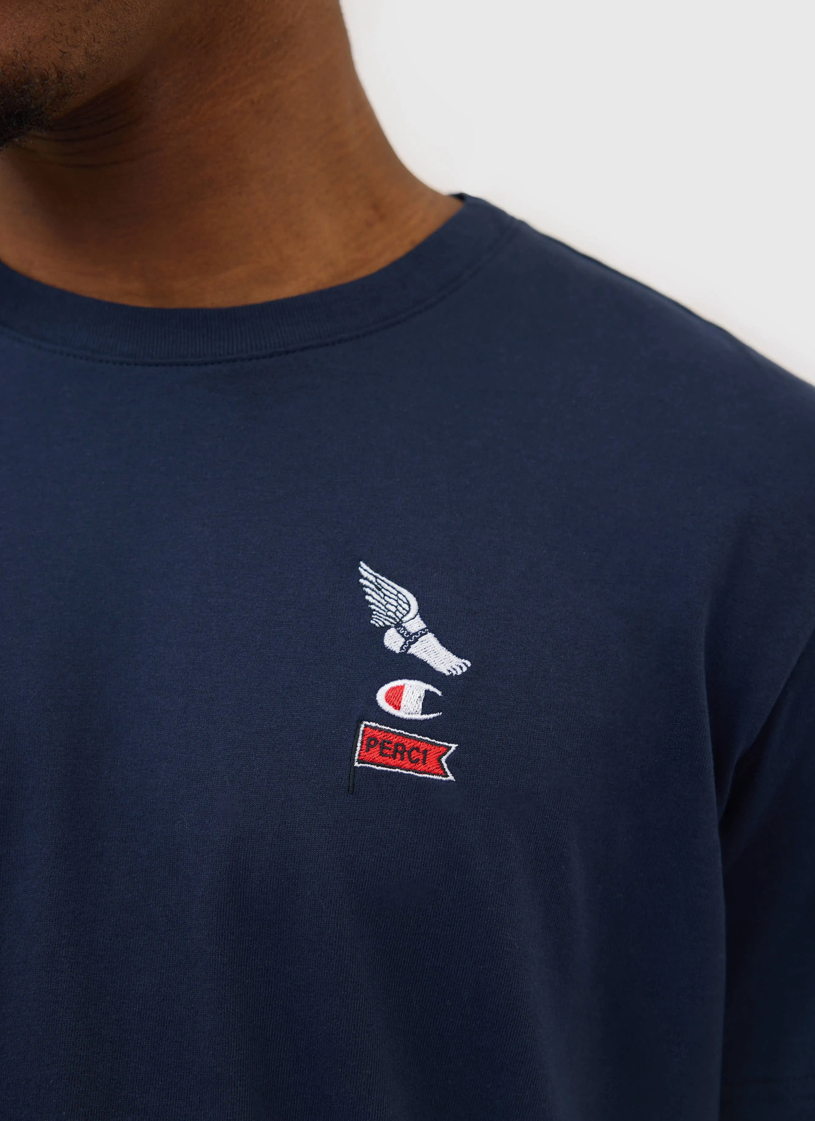 Wing Regular Fit T Shirt | Percival and Champion | Navy sold by Percival
